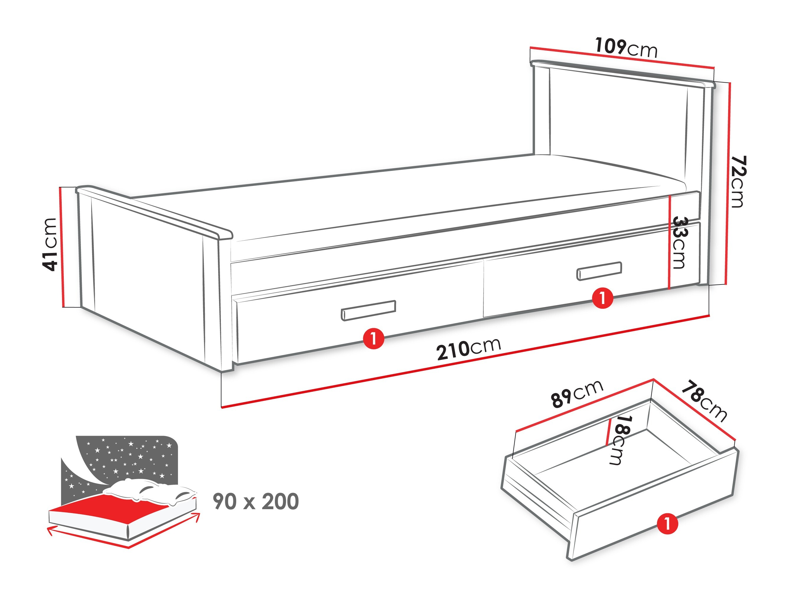 Bed Henderson 116 (White + Cashmere)
