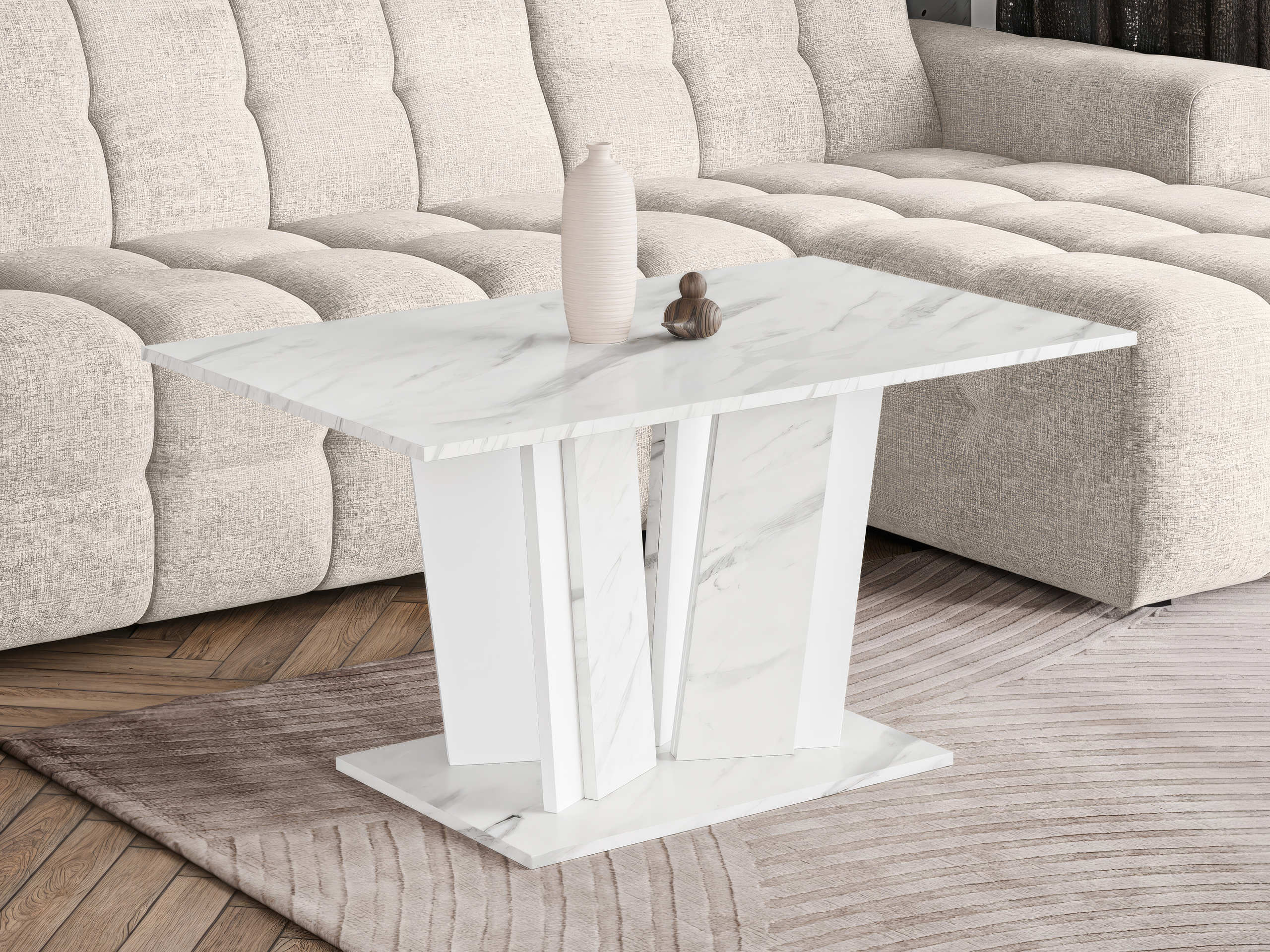Coffee table Goodyear 143 (White marble + White)