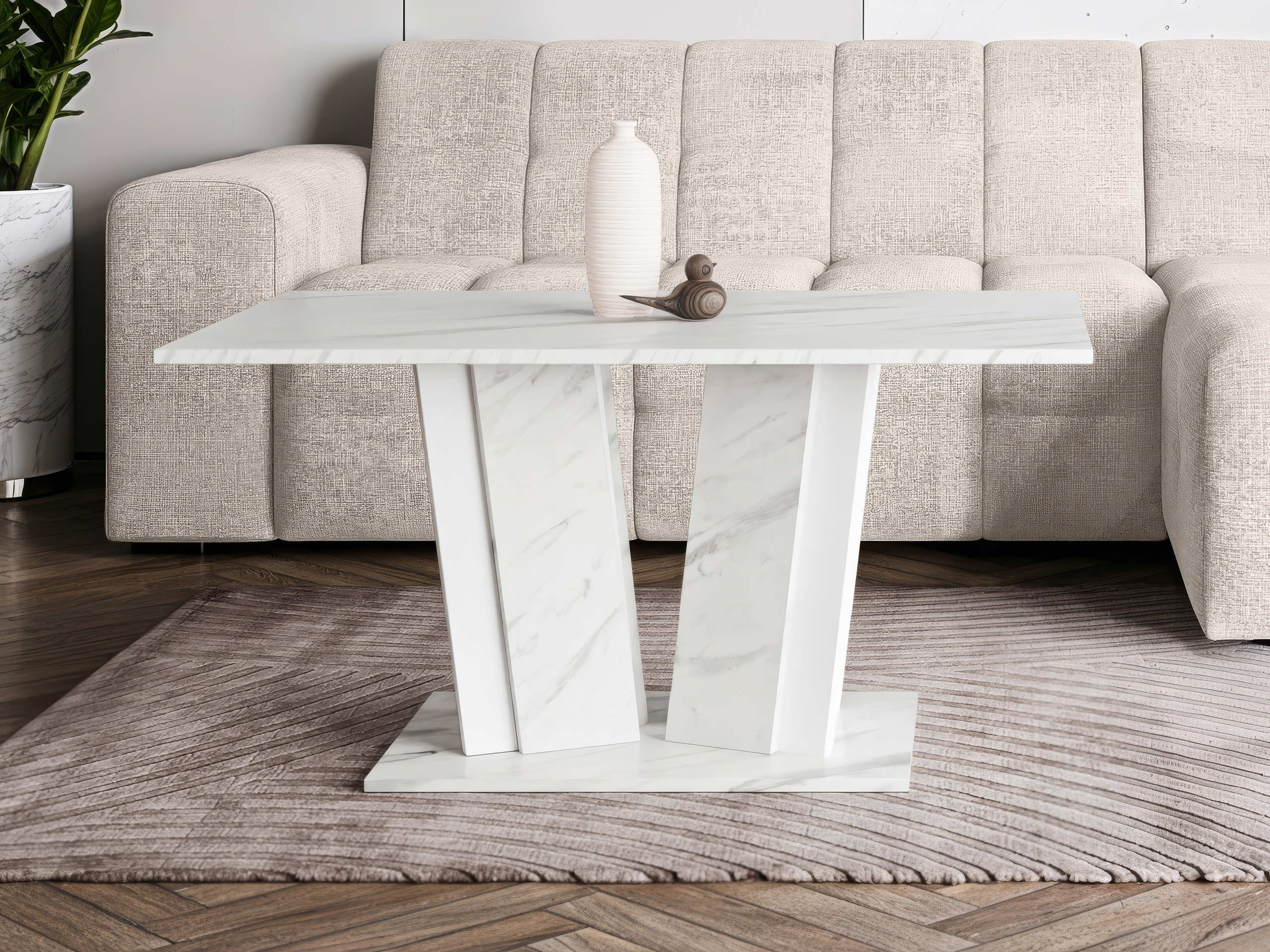 Coffee table Goodyear 143 (White marble + White)
