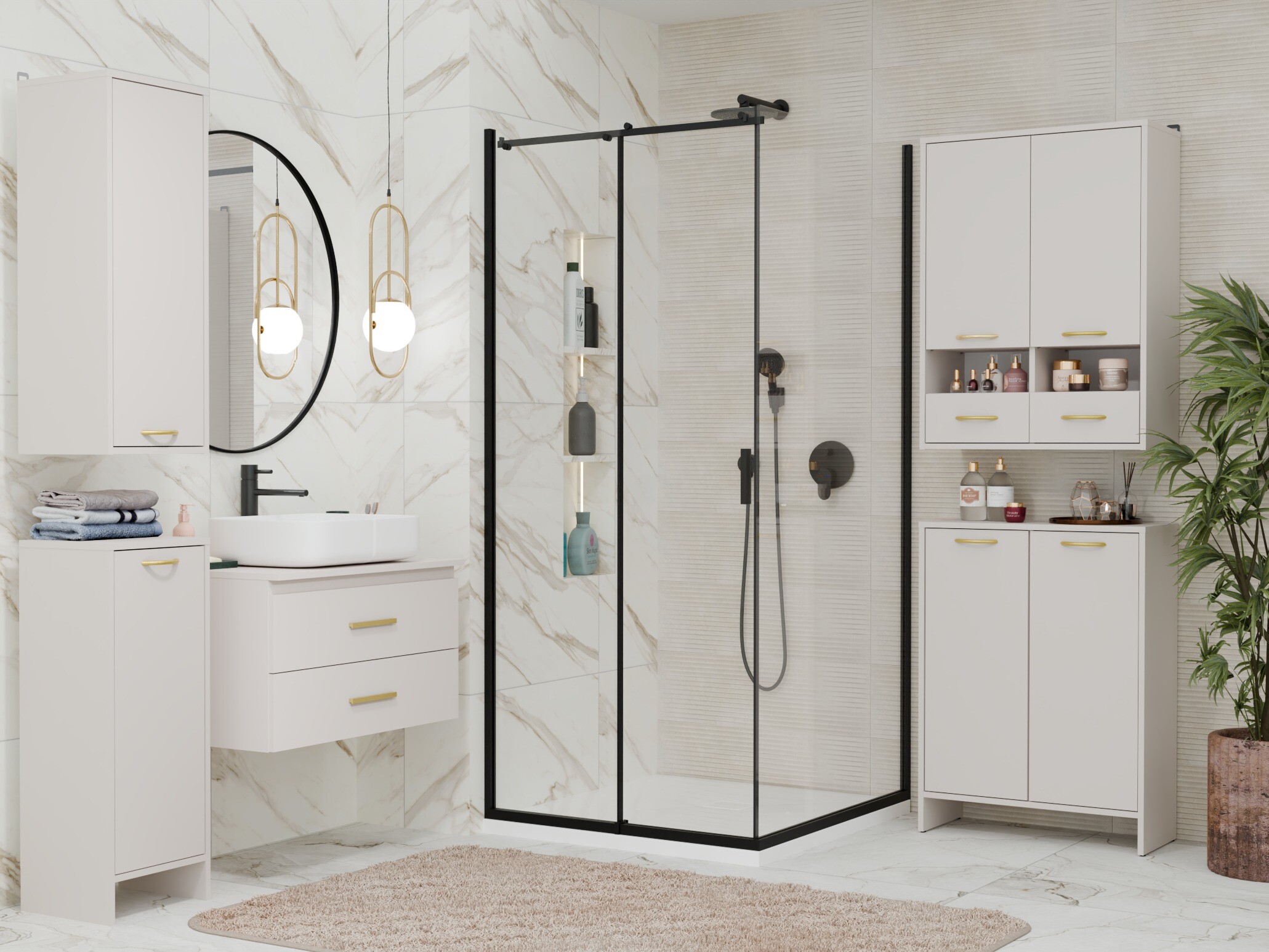 Wall-mounted bathroom cabinet Servou 116 (Cashmere)