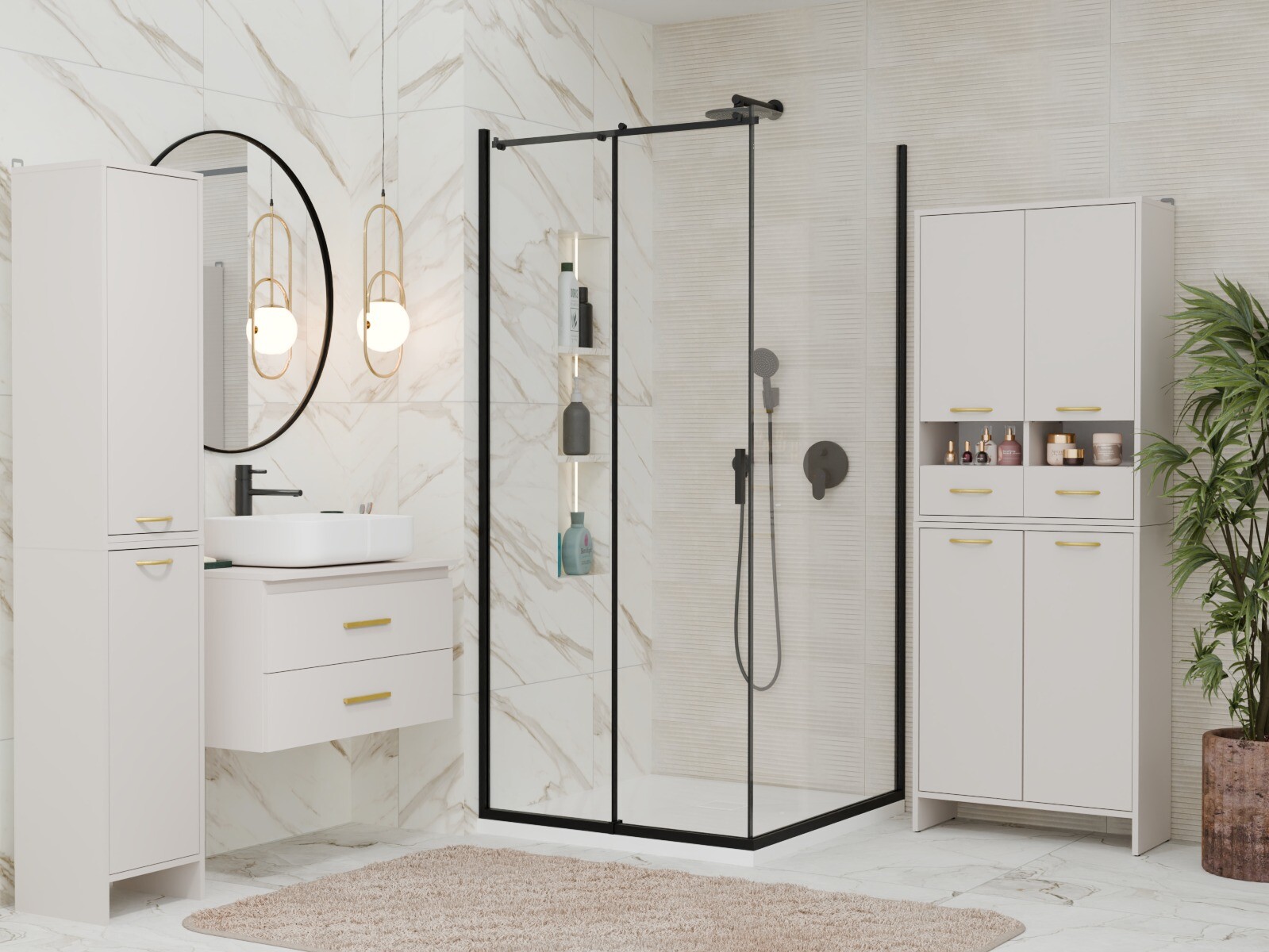 Wall-mounted bathroom cabinet Servou 116 (Cashmere)