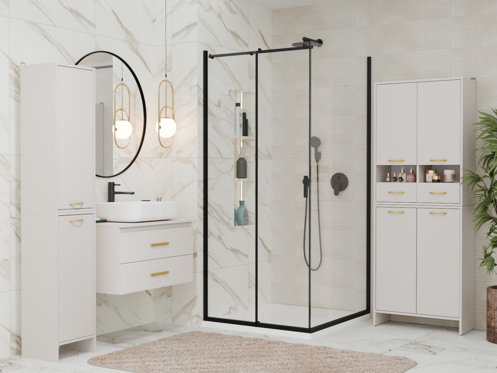 Wall-mounted bathroom cabinet Servou 117 (Cashmere)