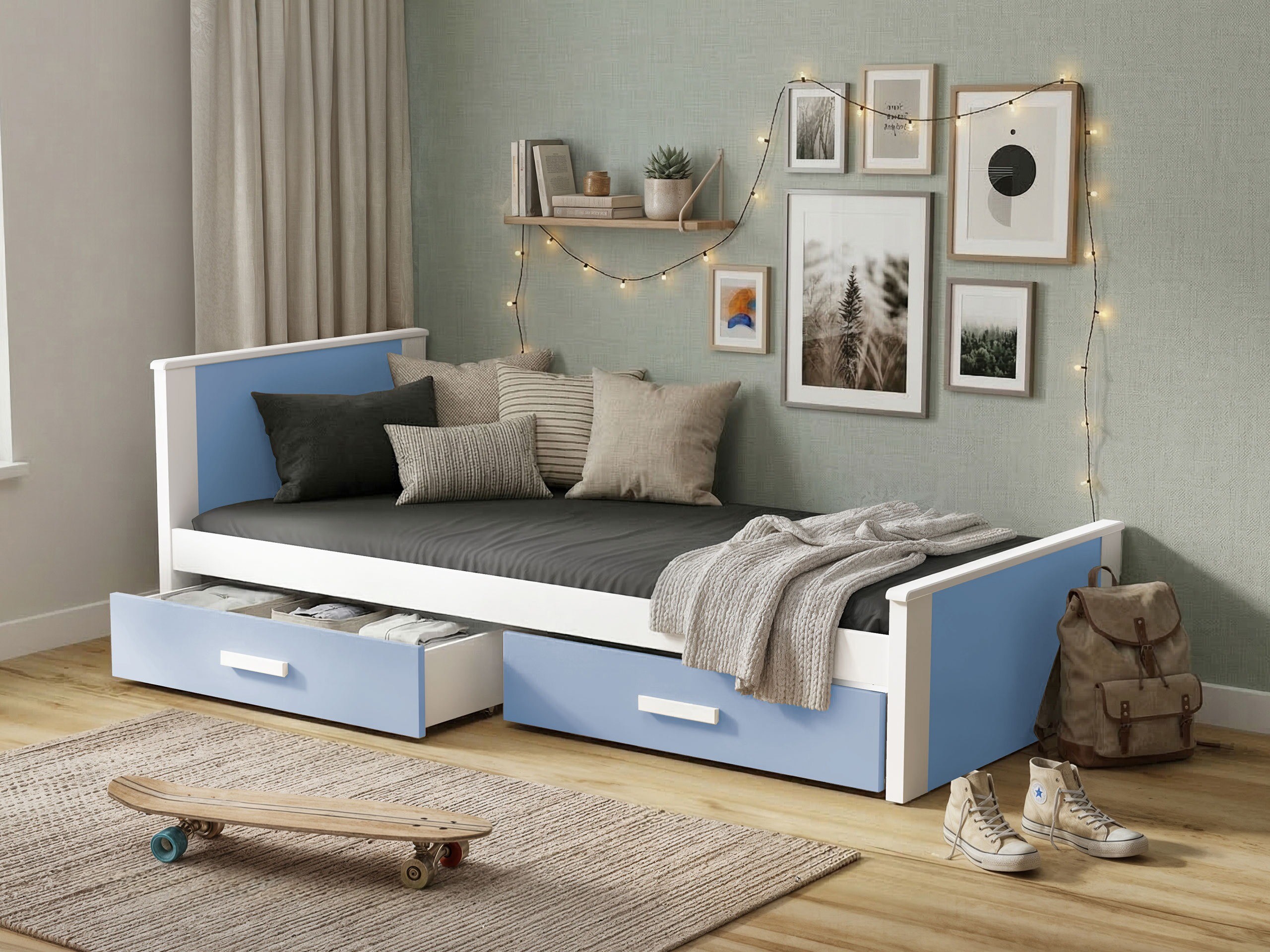 Bed Henderson 116 (White + Blue)