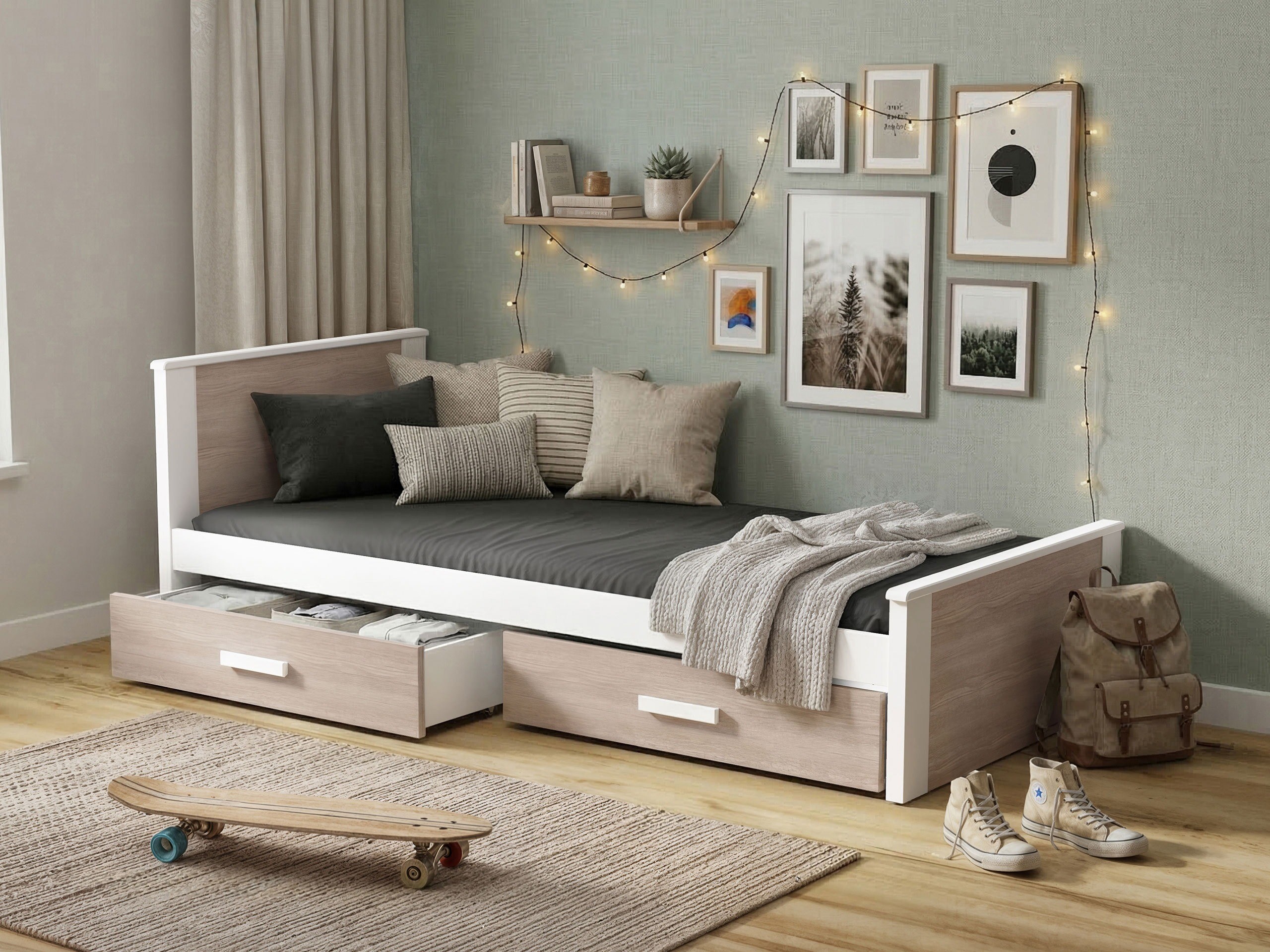 Bed Henderson 116 (White + Sonoma oak)