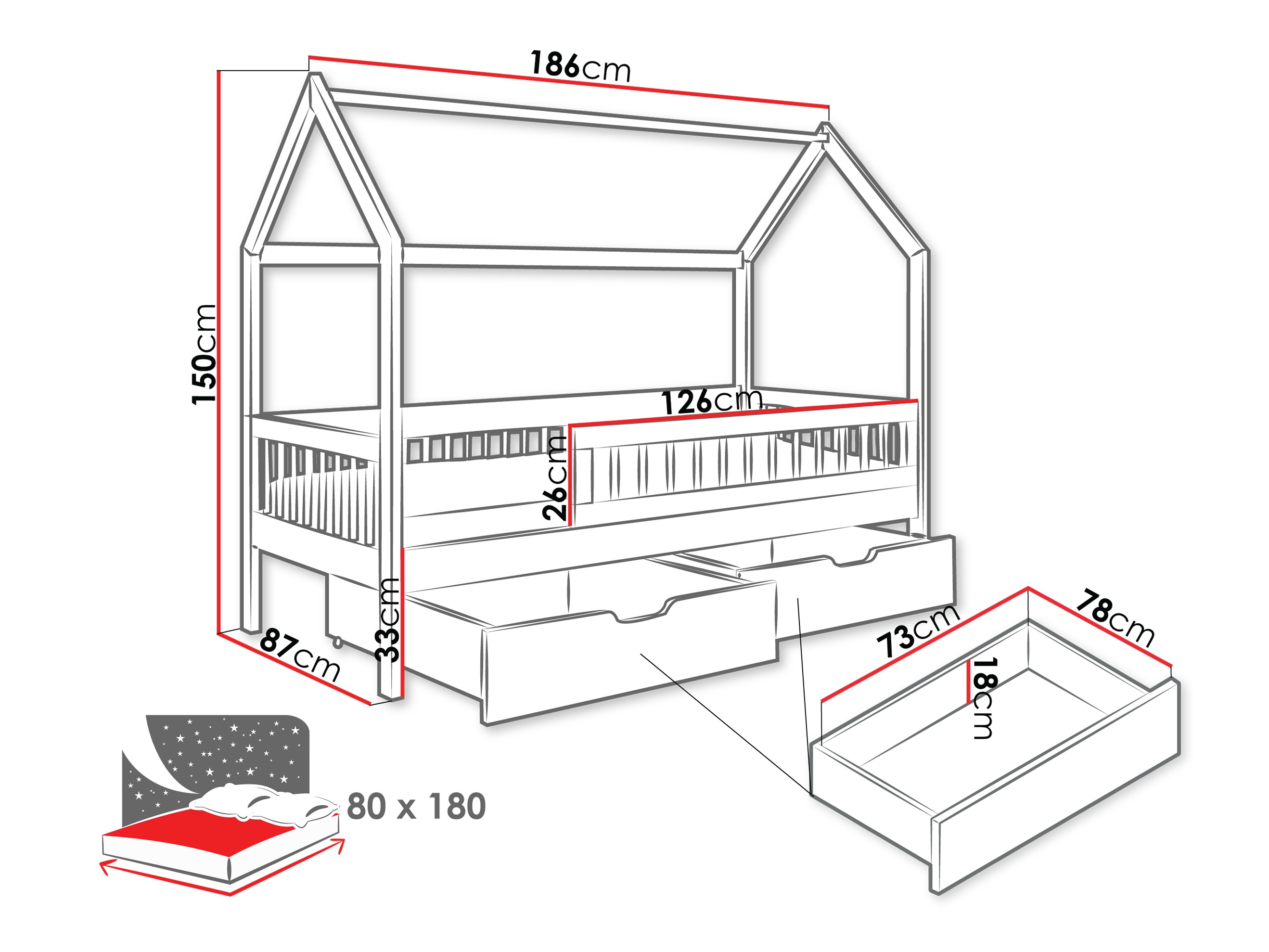 Bed Henderson 168 (White)