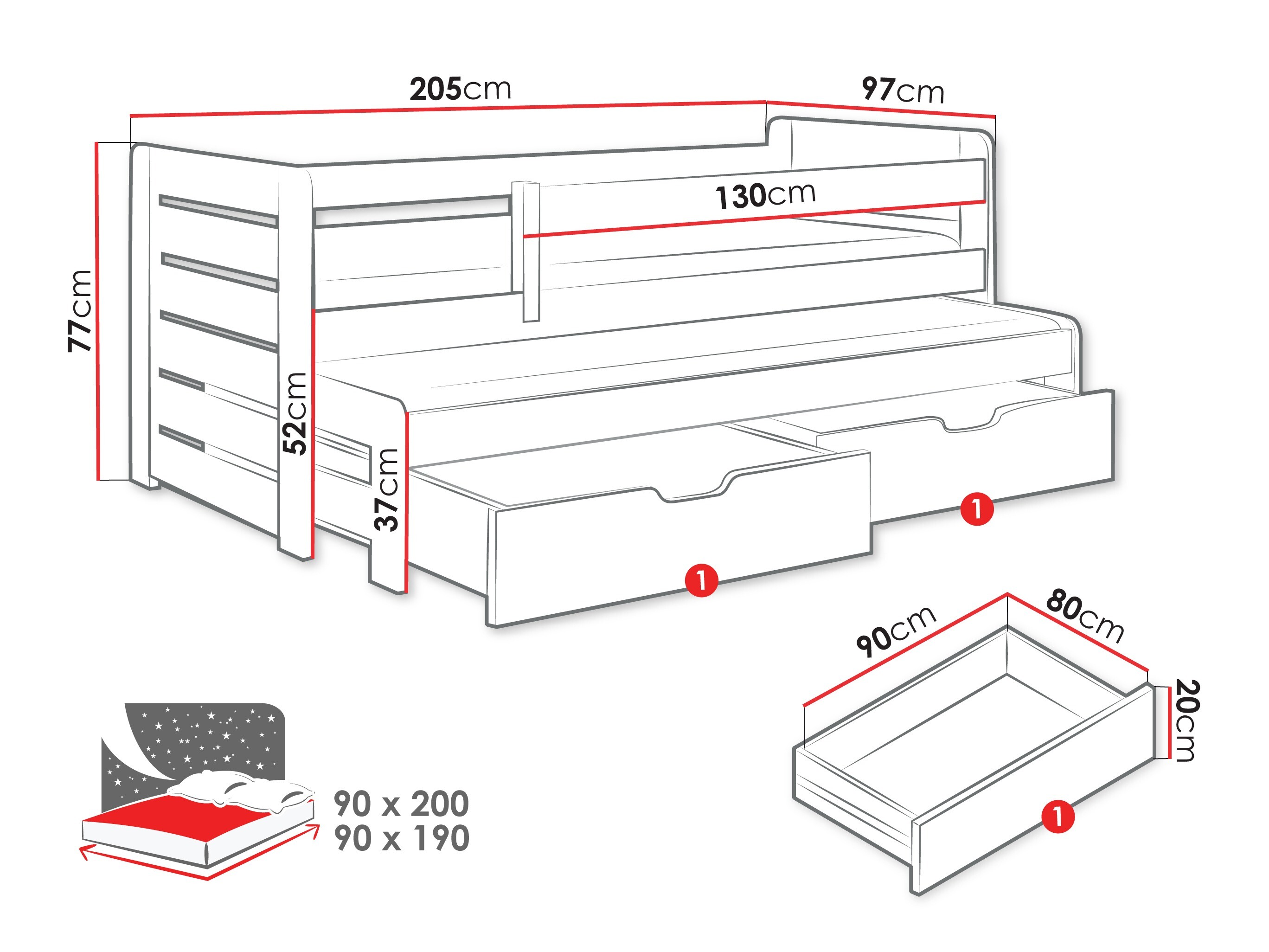Bed Henderson 127 (Pine)