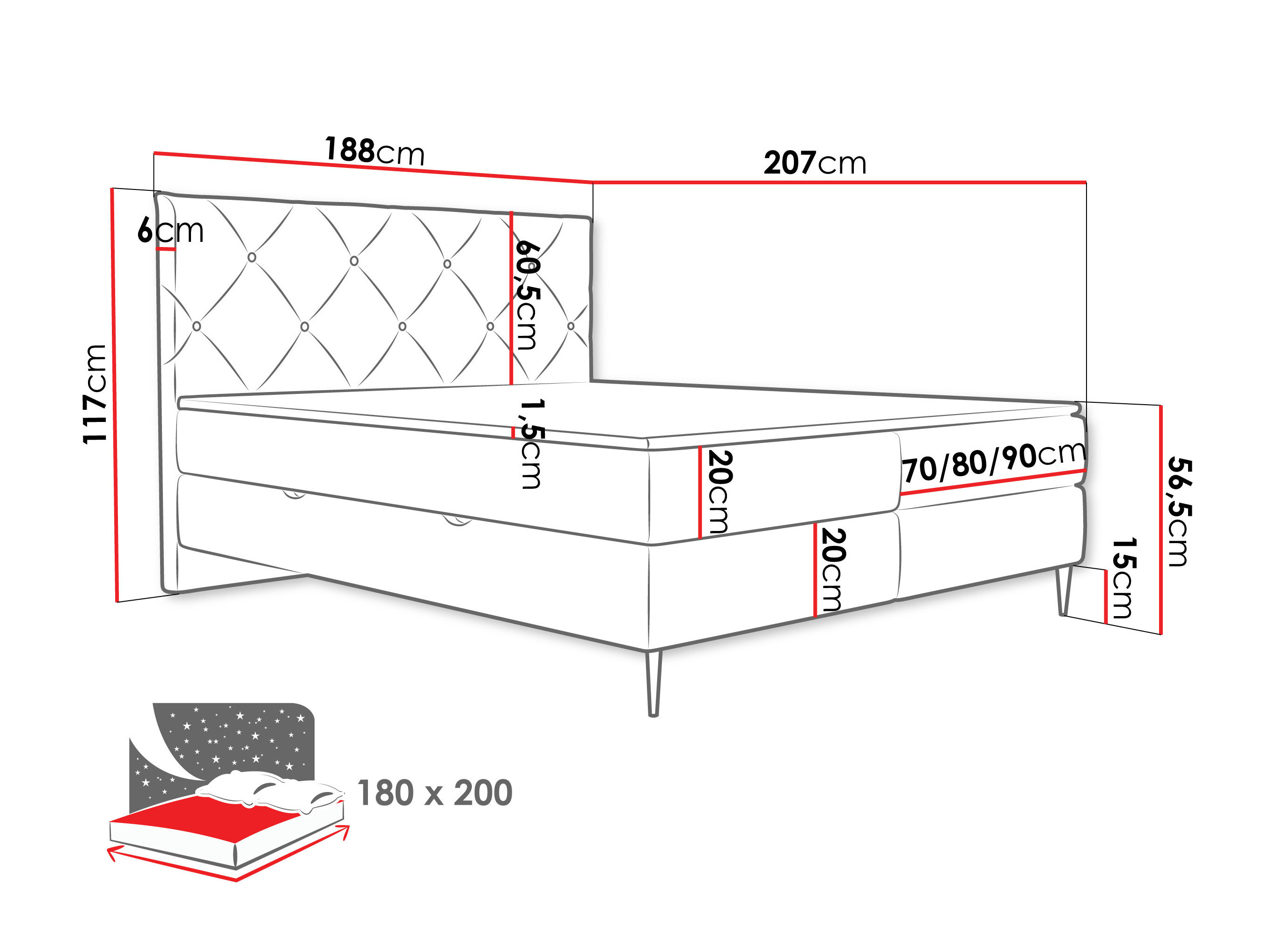 Continental bed ComfiDream Myrel (Verita 85)
