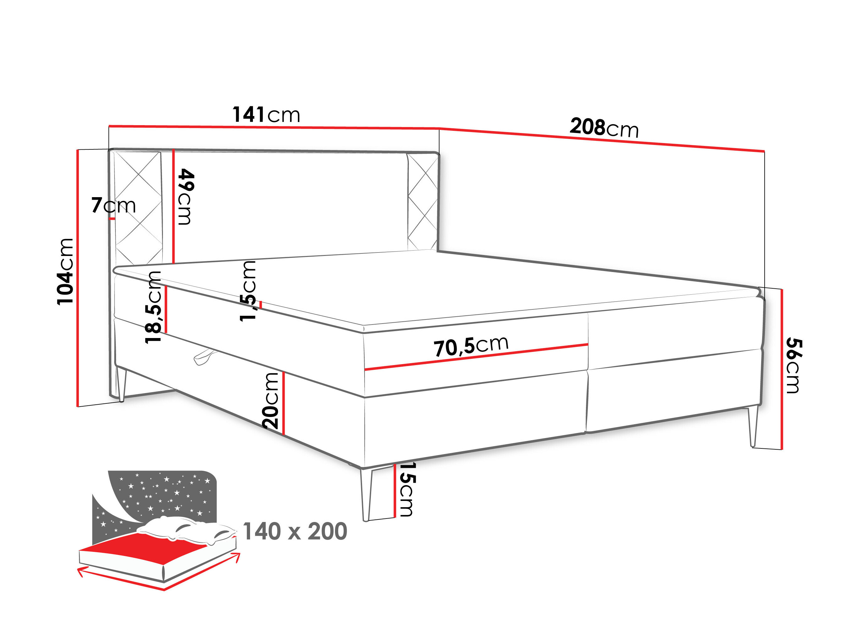 Continental bed Providence 200 (Polo 894)