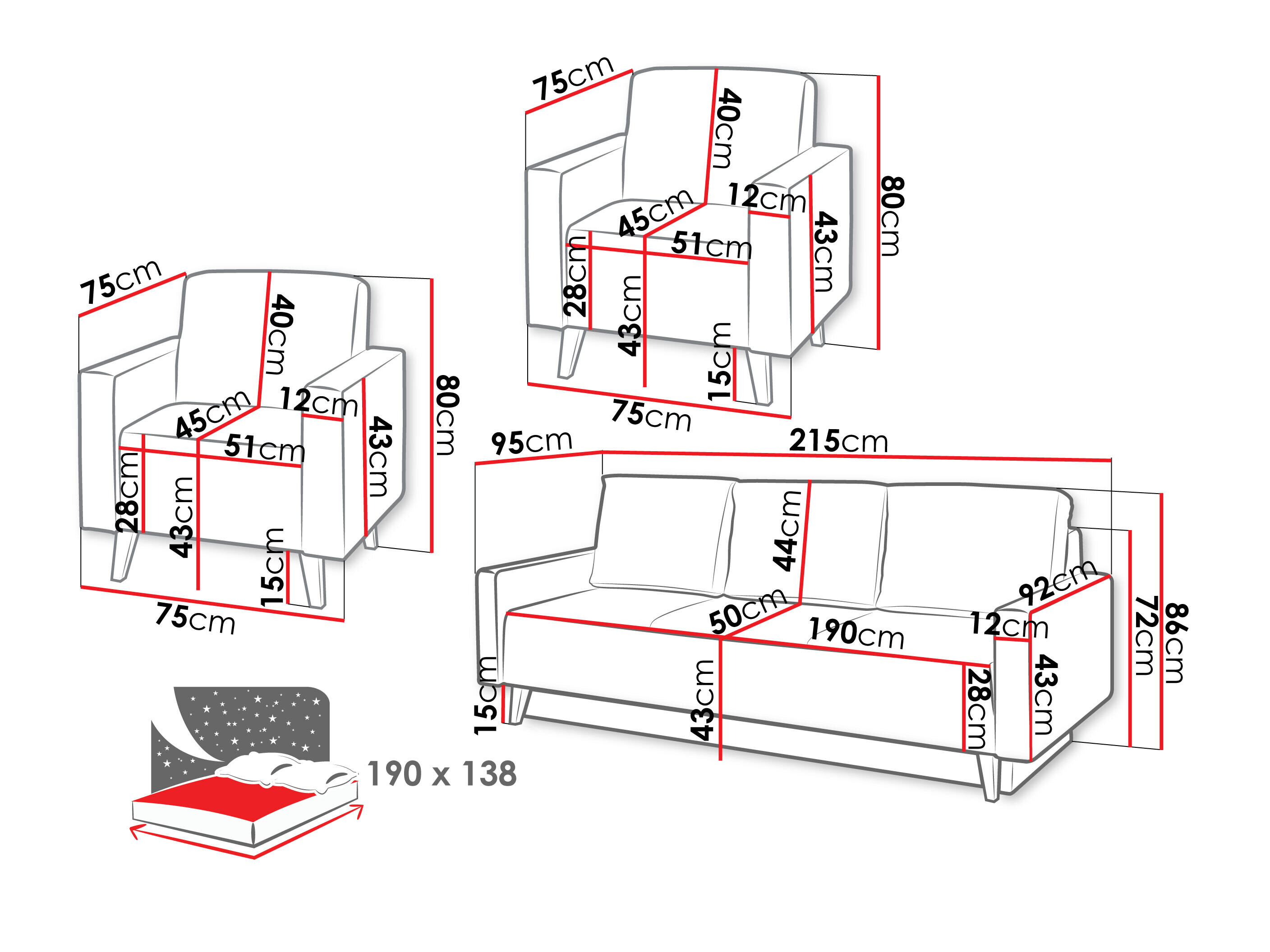 Upholstered furniture set Delbene 133 (Verita 88)