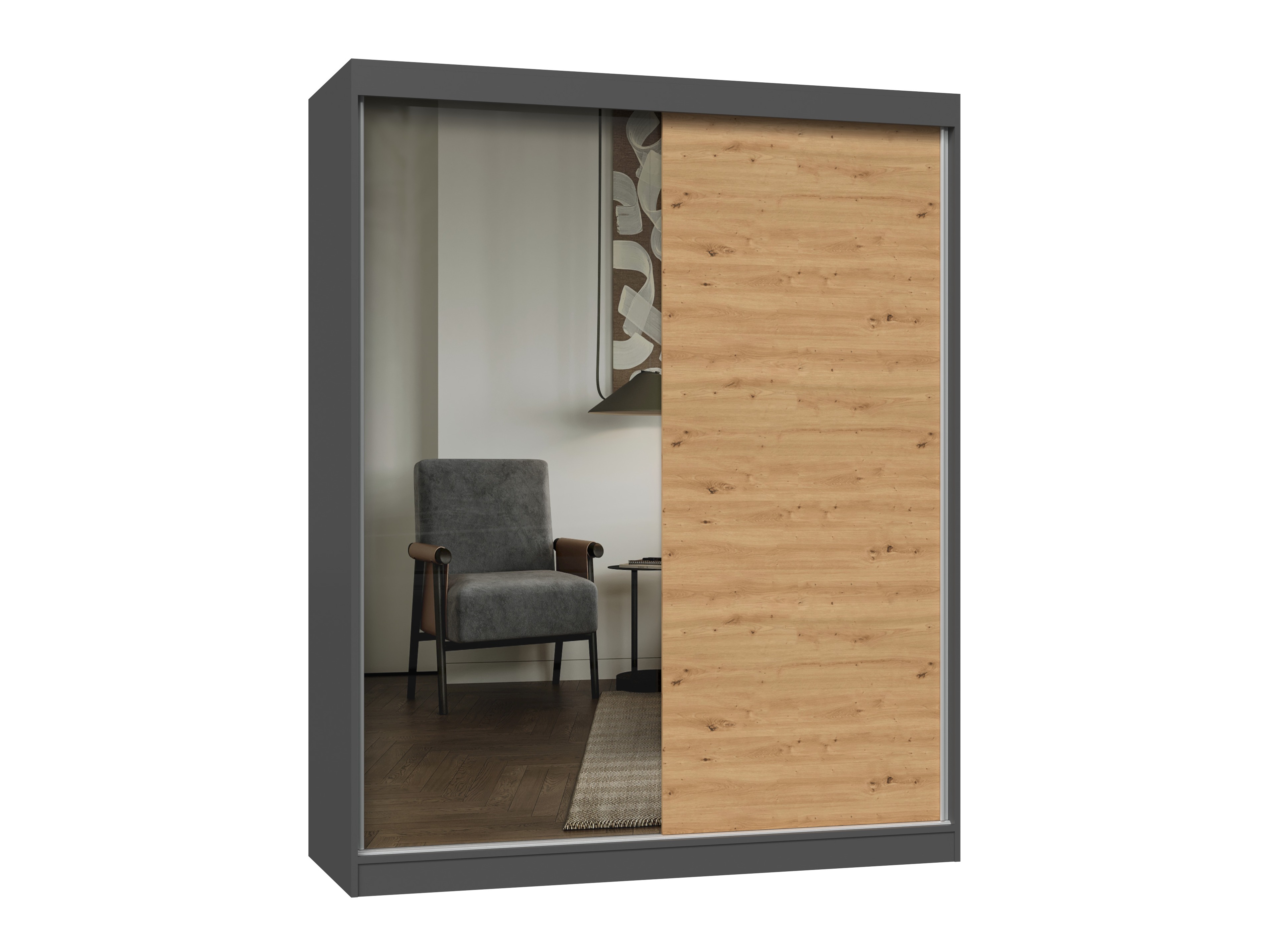 Wardrobe Mandeville 383 (Artisan oak + Anthracite)