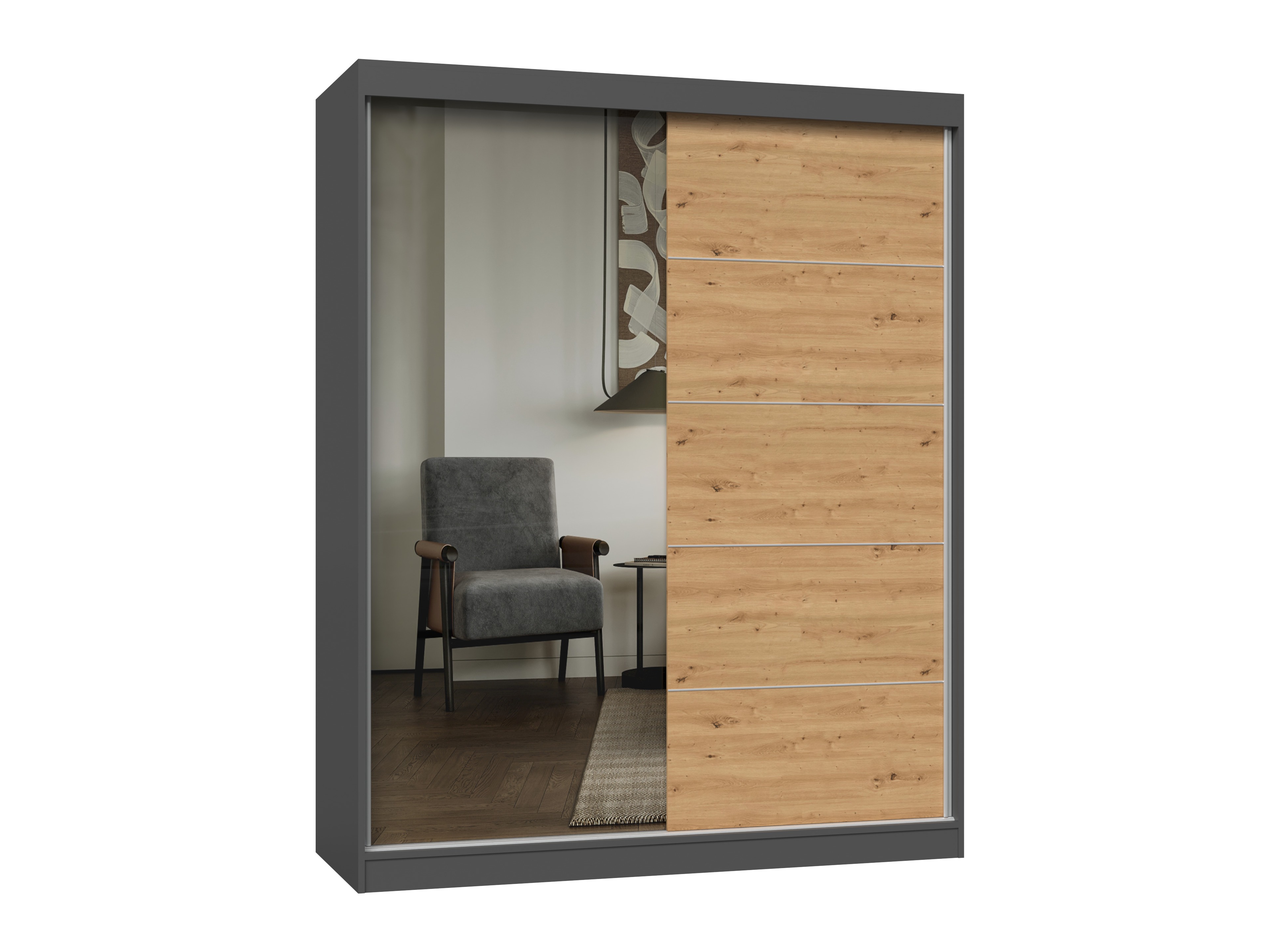Wardrobe Mandeville 389 (Artisan oak + Anthracite)