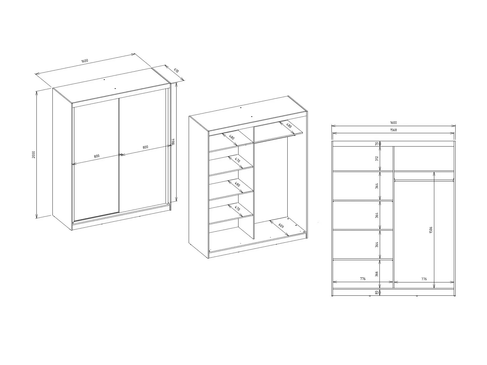 Wardrobe Mandeville 389 (Artisan oak + Anthracite)