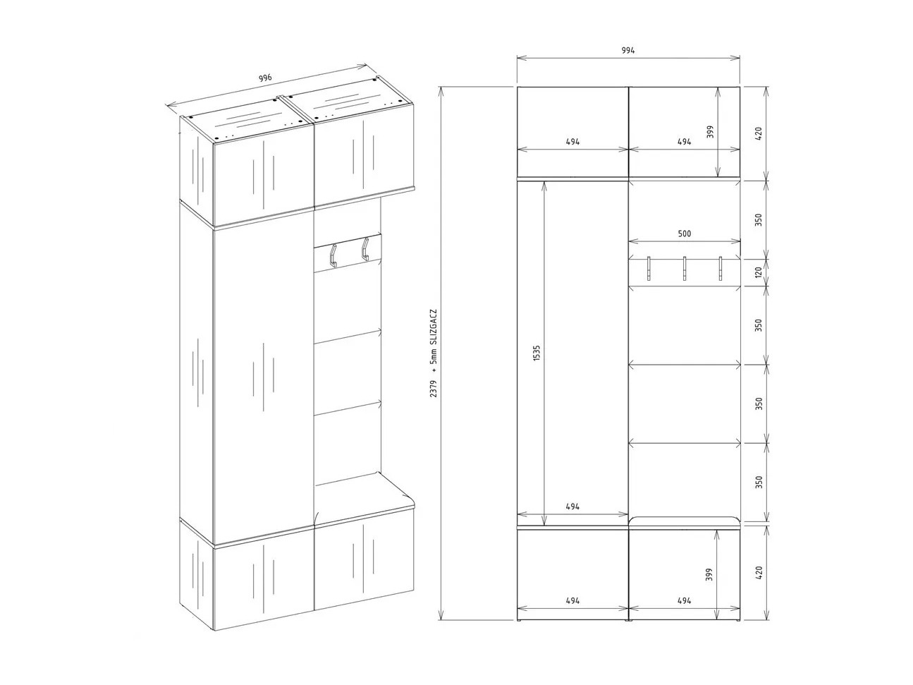 Hallway set Domtori 100 (White)