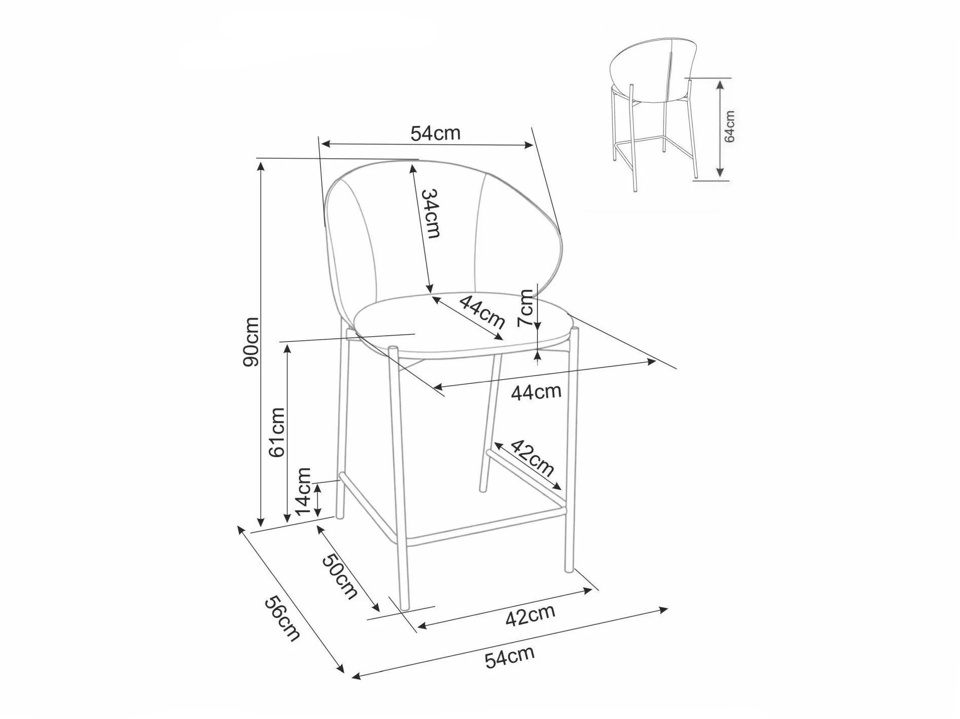 Counter stool Detroit 947 (Beige + Black)
