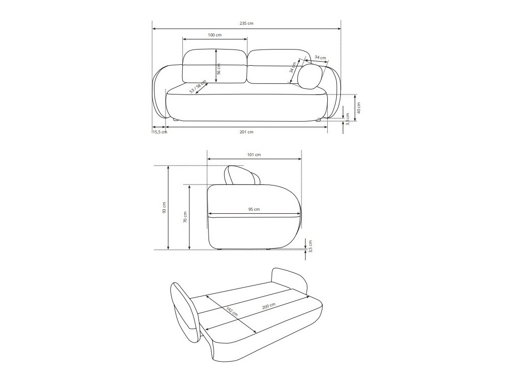 Sofa bed Kingston 215
