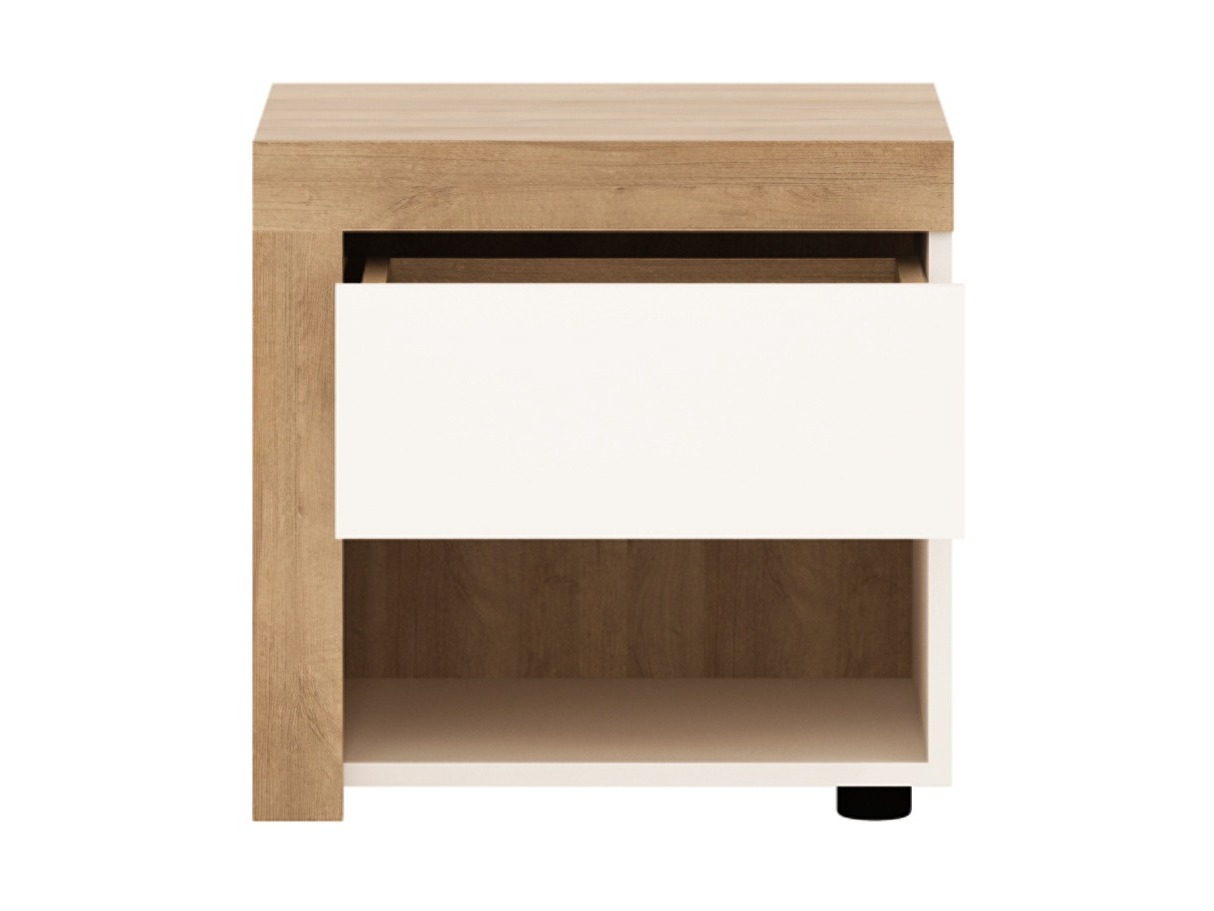 Bedside table Feldeli 113 (Riviera oak + Glossy white)