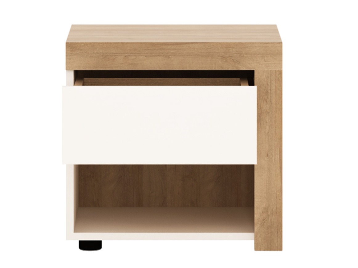 Bedside table Feldeli 113 (Riviera oak + Glossy white)