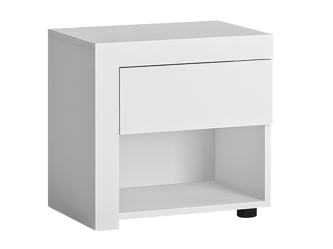 Bedside table Feldeli 113 (White + Glossy white)