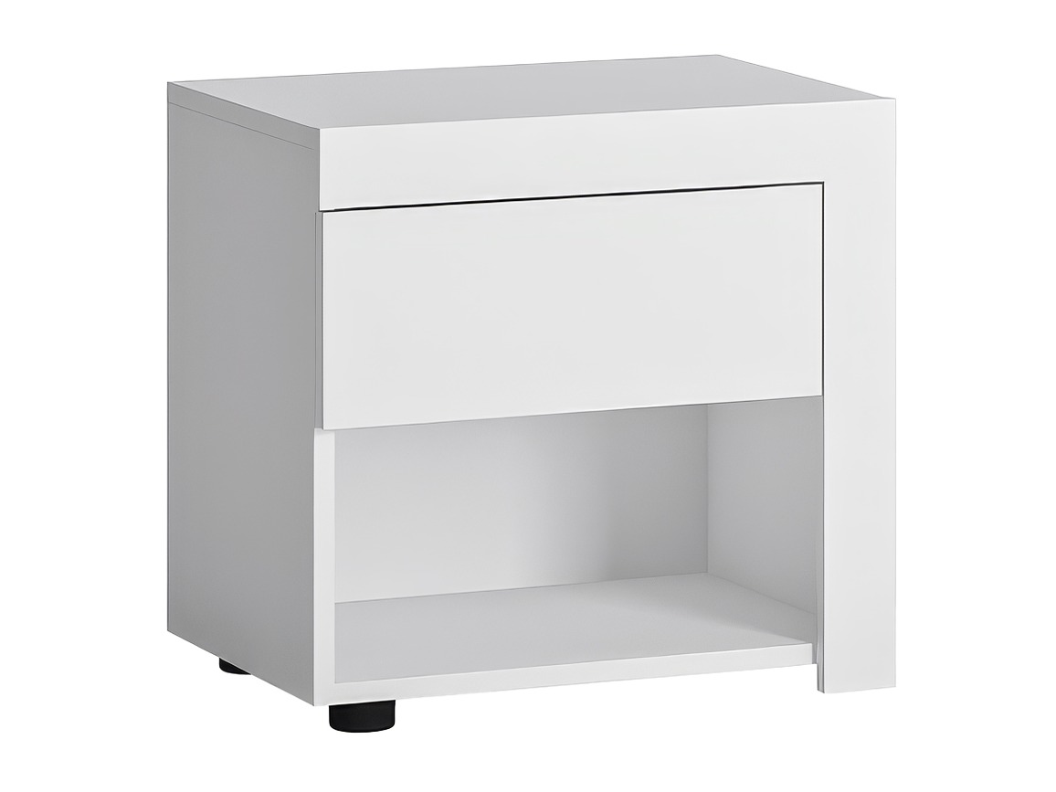 Bedside table Feldeli 113 (White + Glossy white)