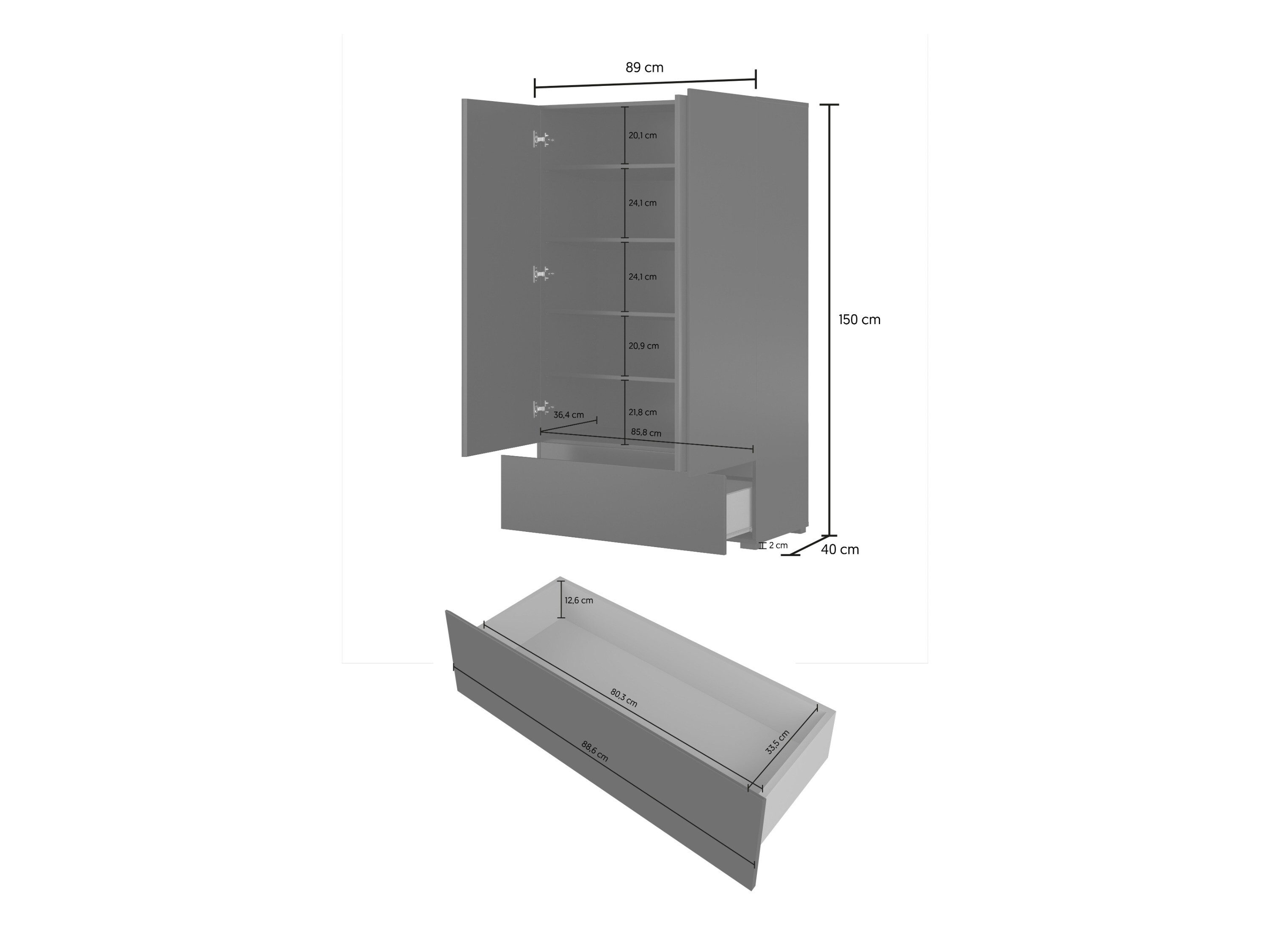 Bookcase Alfere 128 (Black)