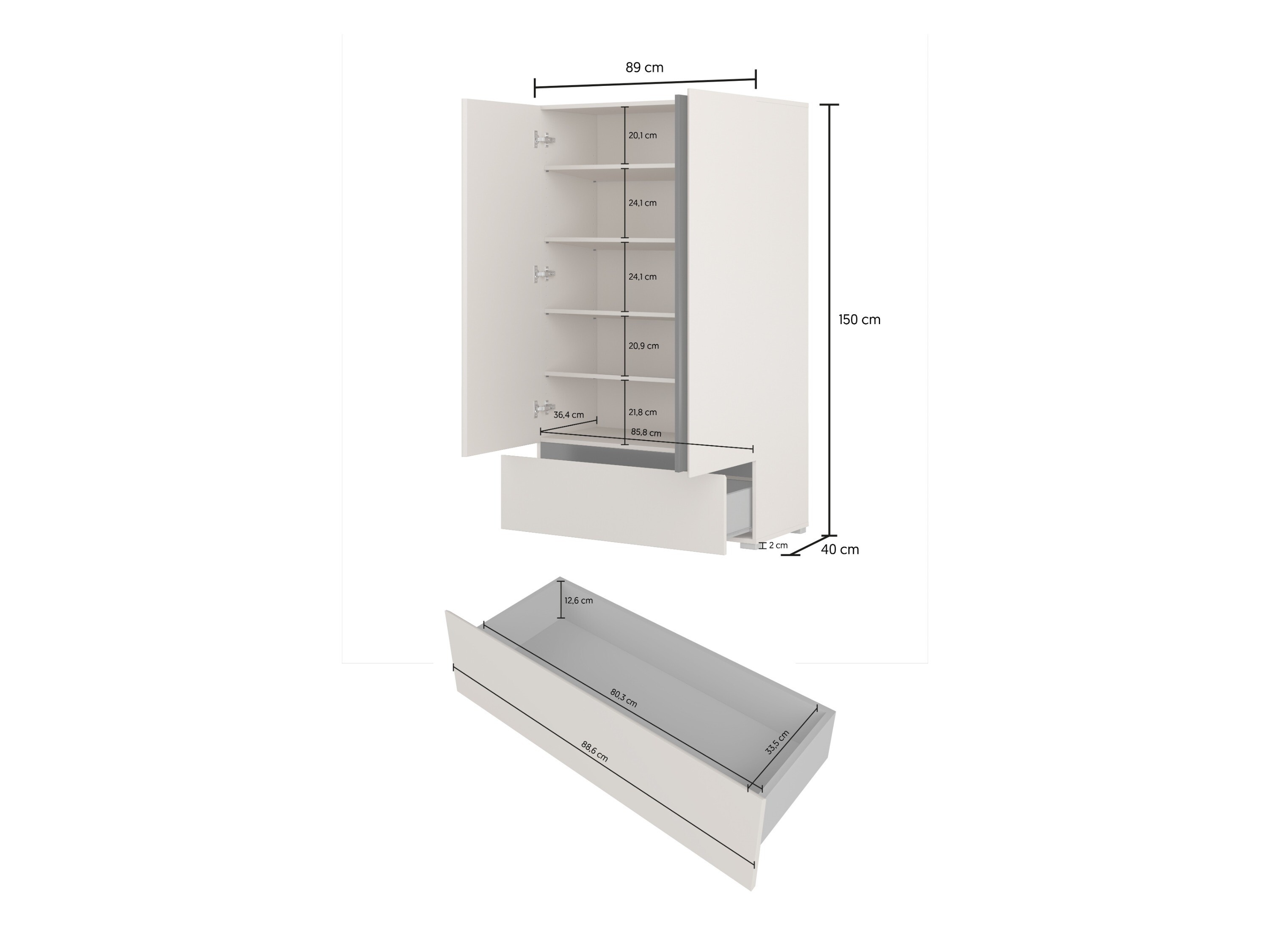 Bookcase Alfere 128 (Cashmere)
