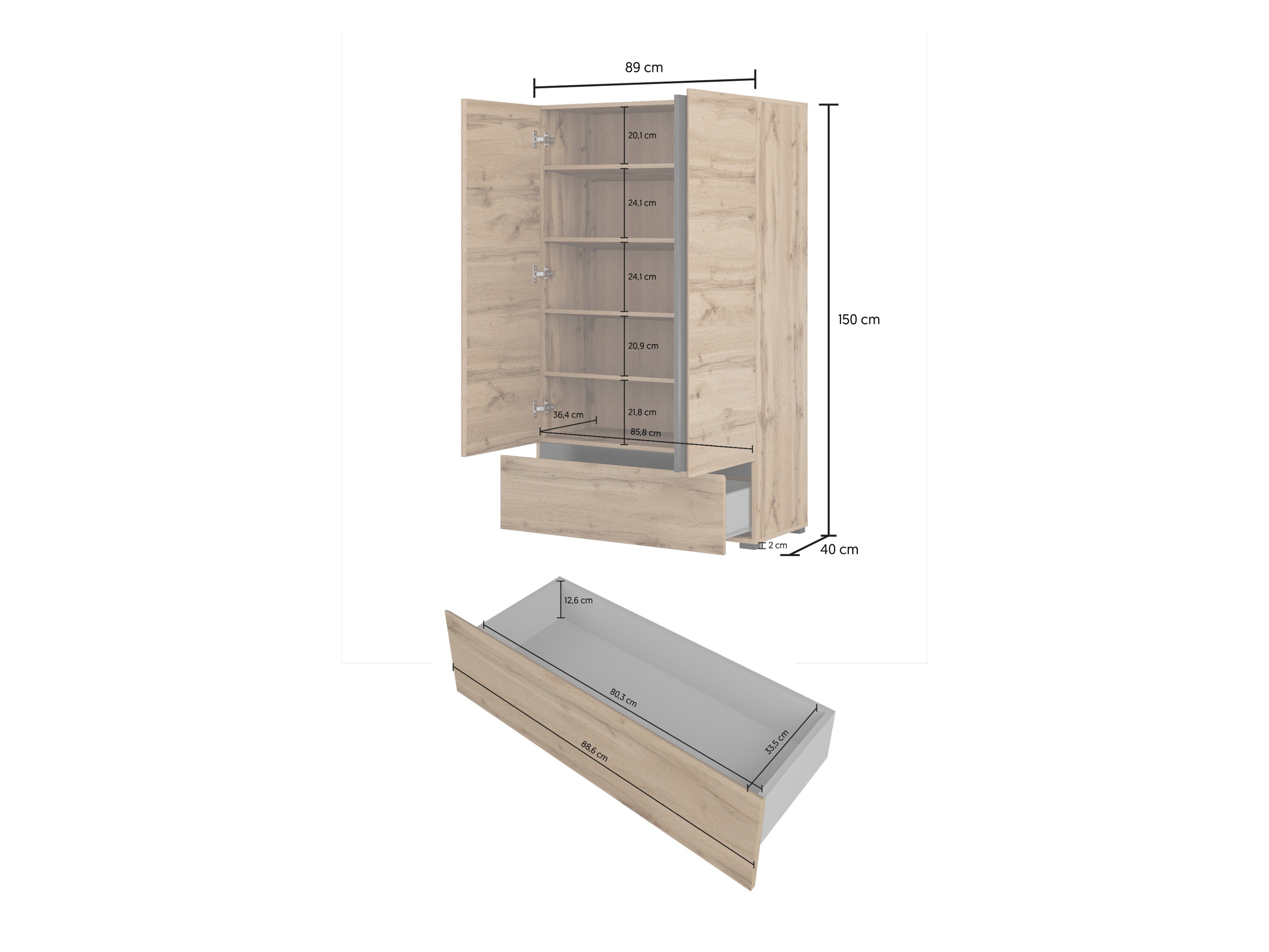 Bookcase Alfere 128 (Wotan Oak)