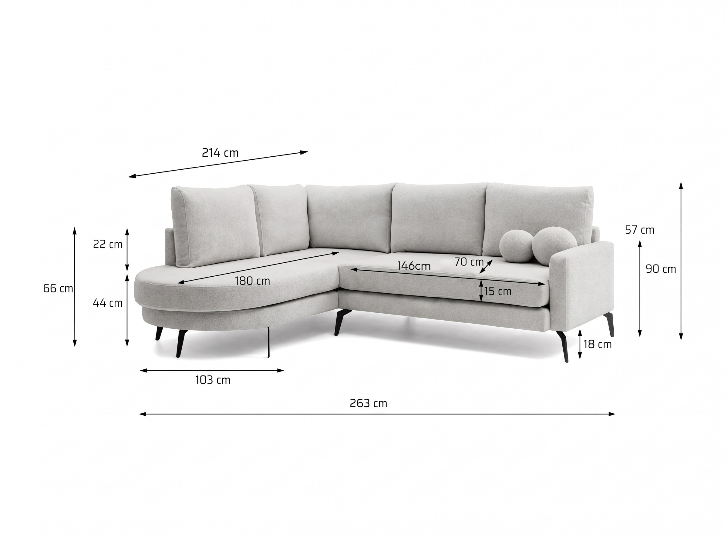 Corner sofa Carson 146 (Bellini 03)