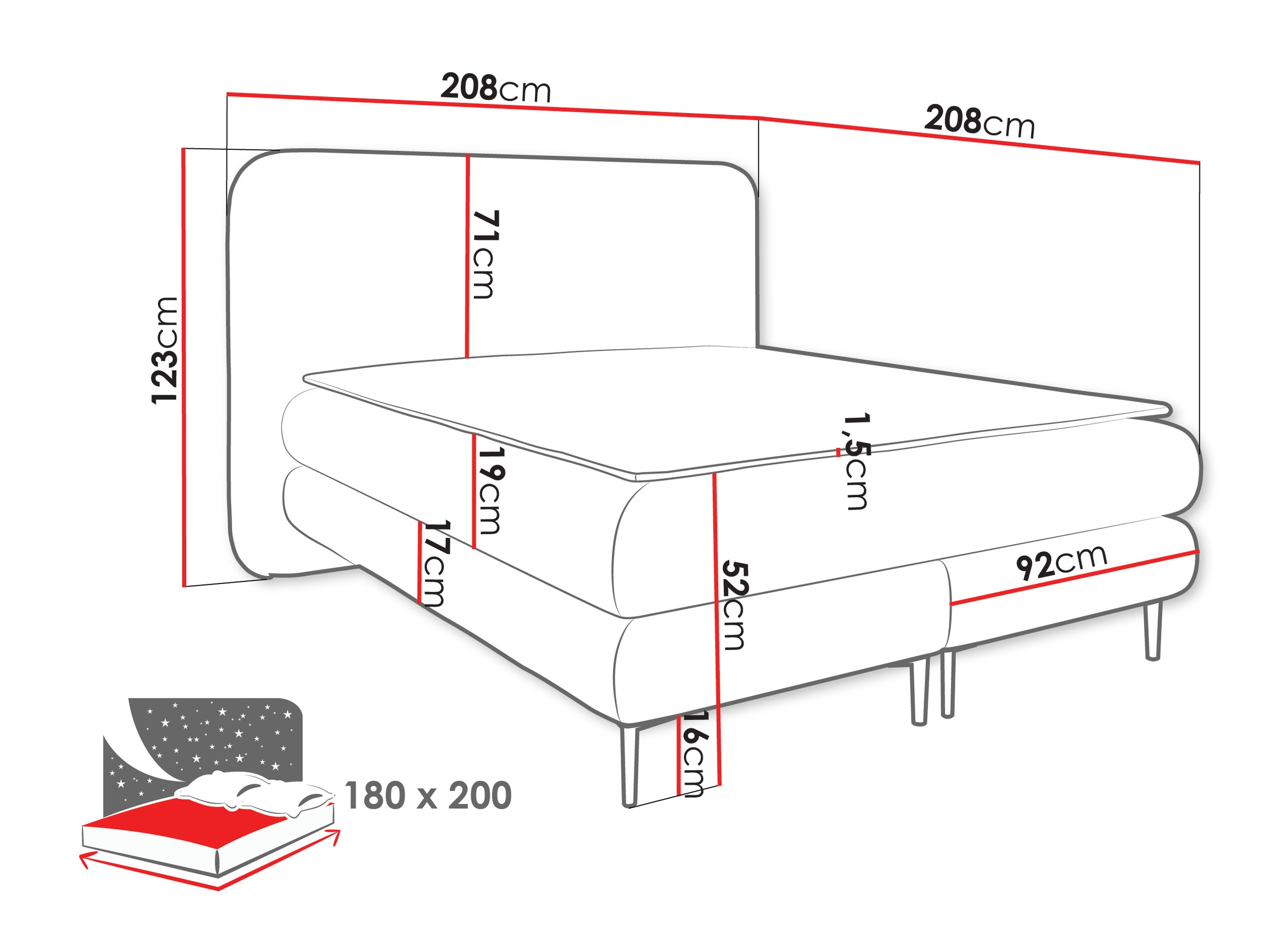 Continental bed Fructis (Nazar 225.01)