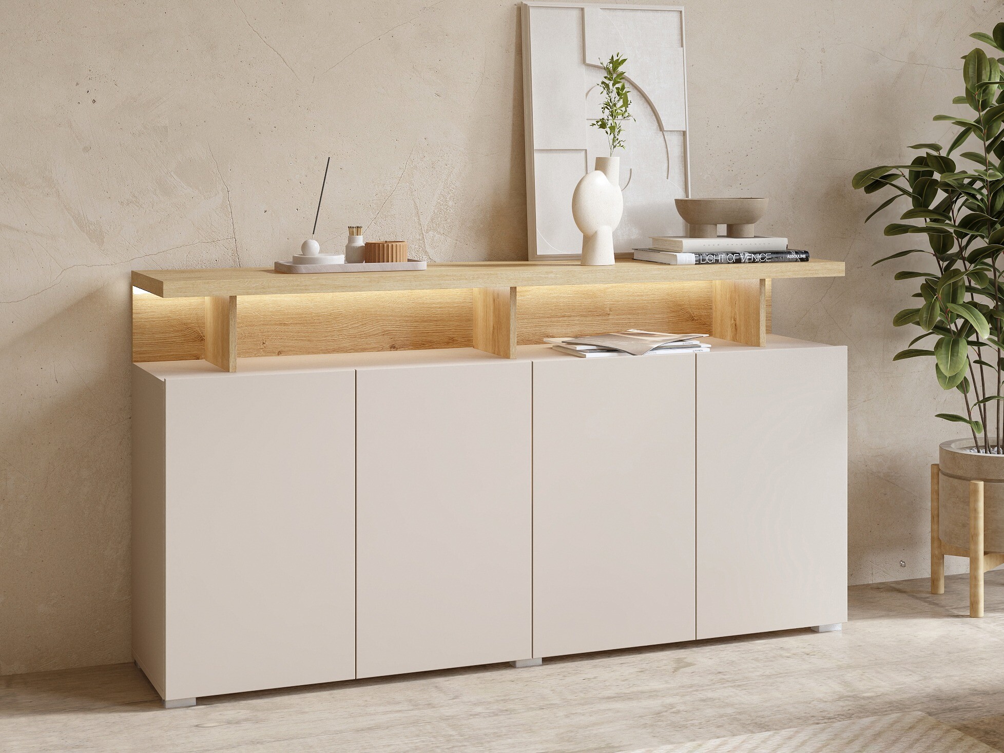 Sideboard Virvele 100 (Cashmere + Light oak)