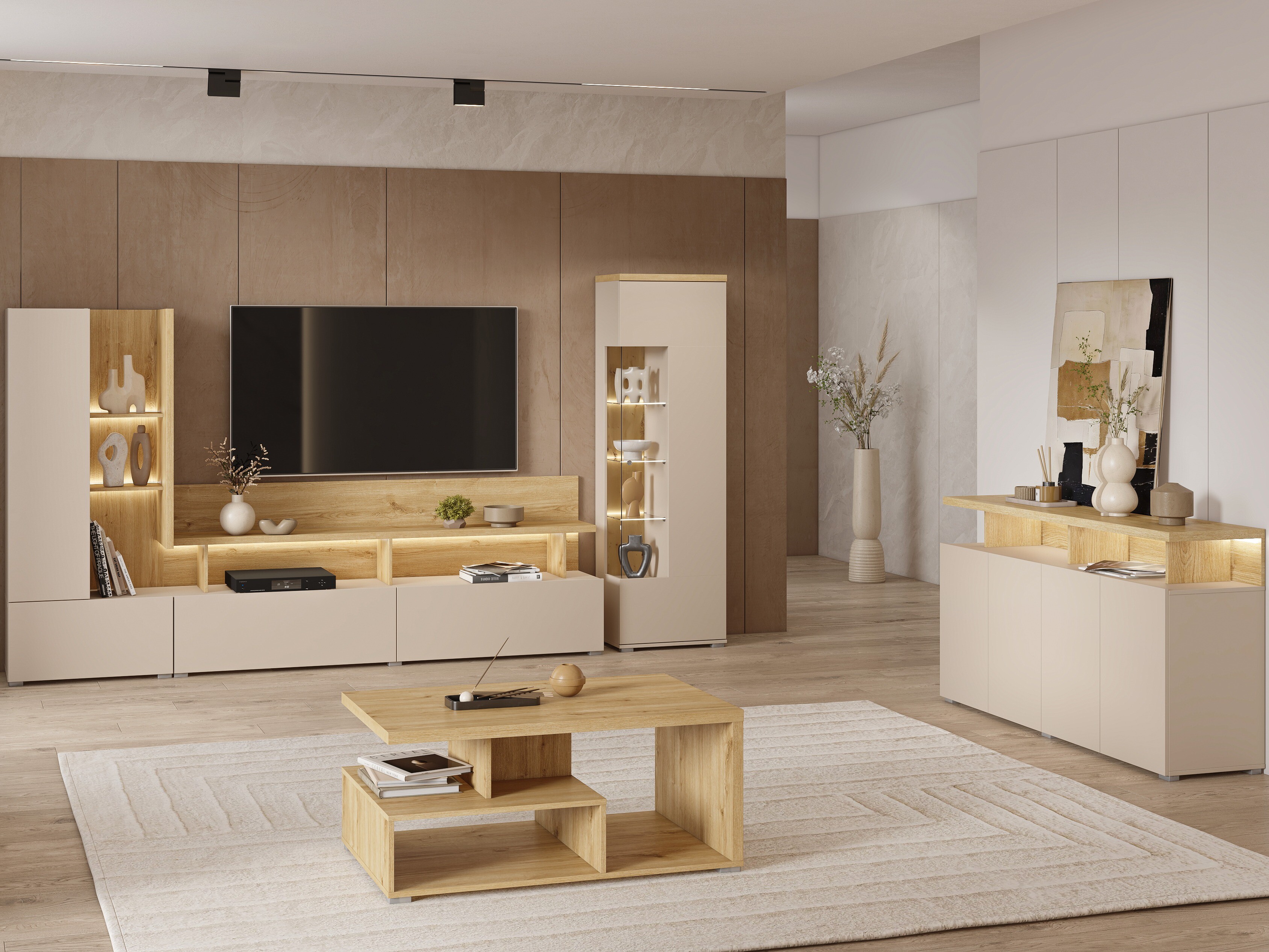 Sideboard Virvele 100 (Cashmere + Light oak)