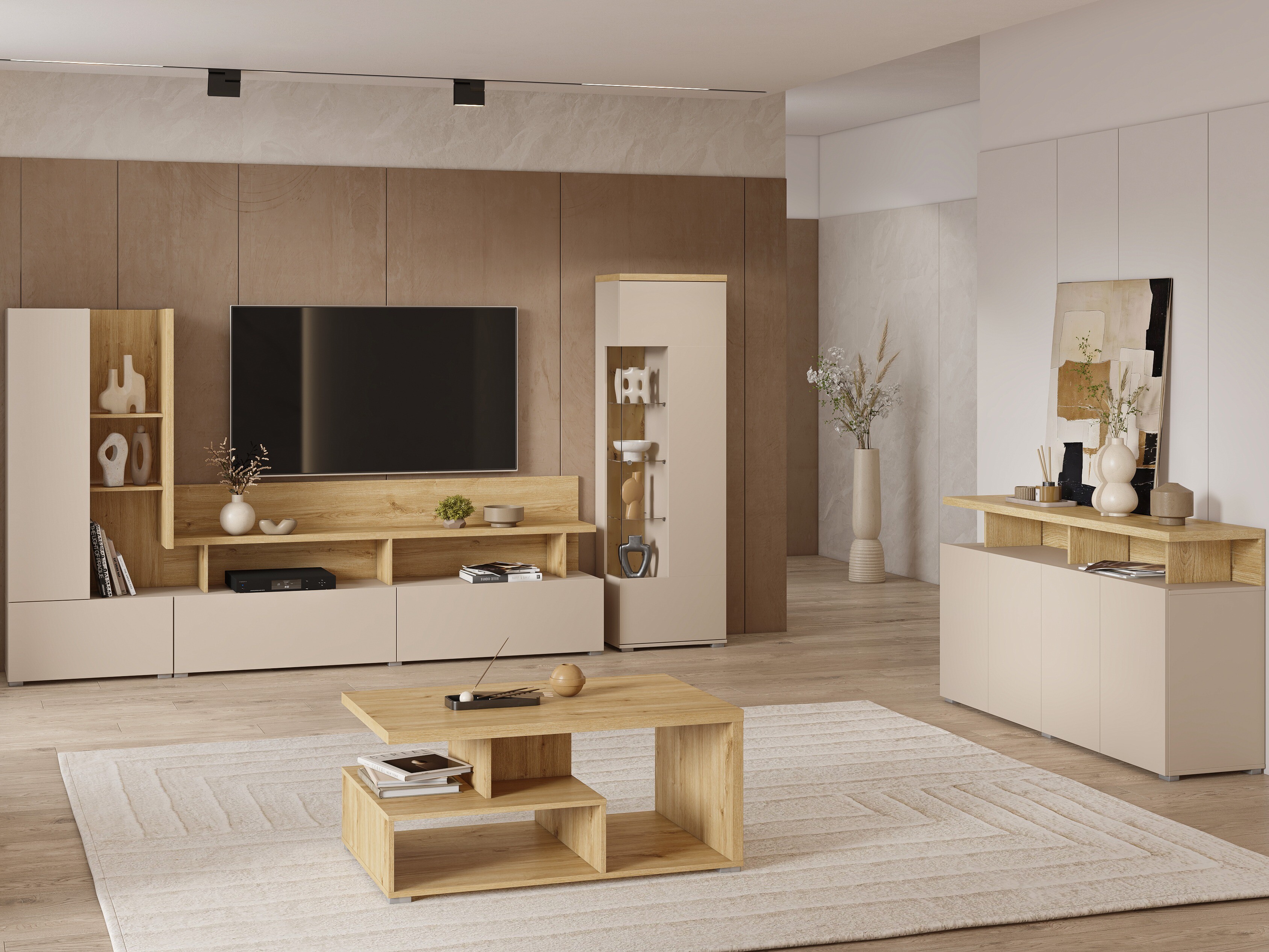 Sideboard Virvele 100 (Cashmere + Light oak)