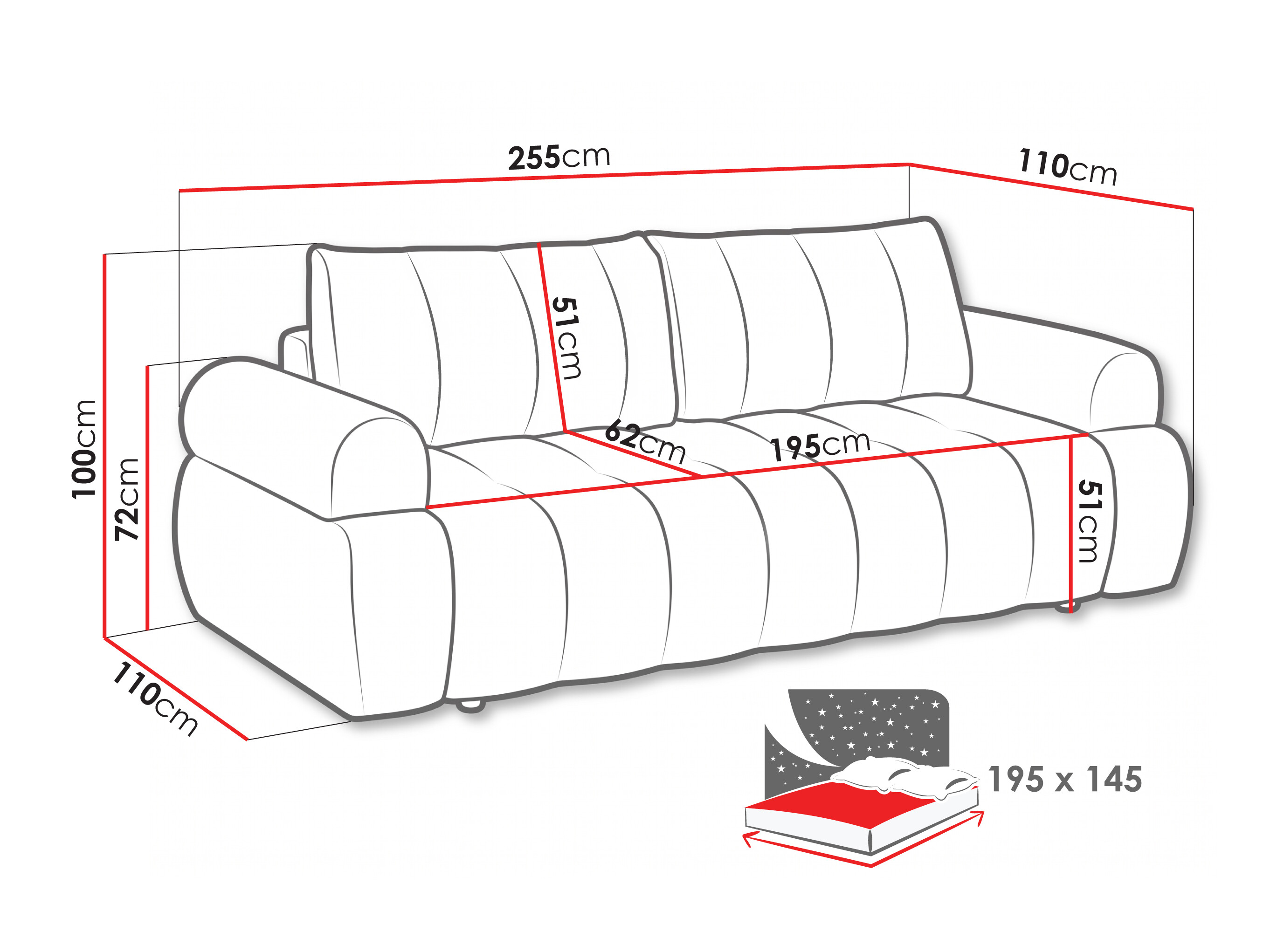 Sofa bed Norman 128 (Kiara 852)