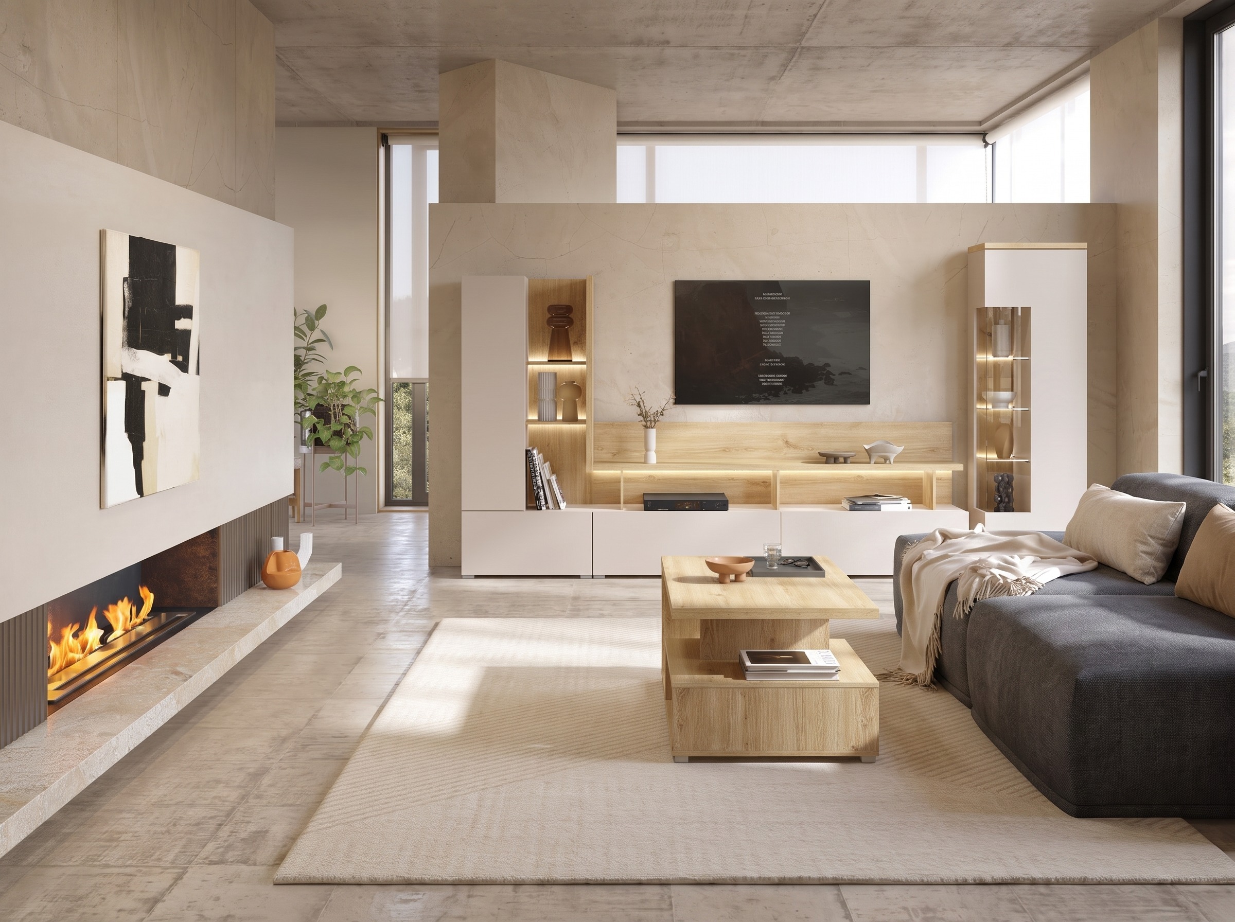 Living room set Virvele 101 (Cashmere + Light oak)