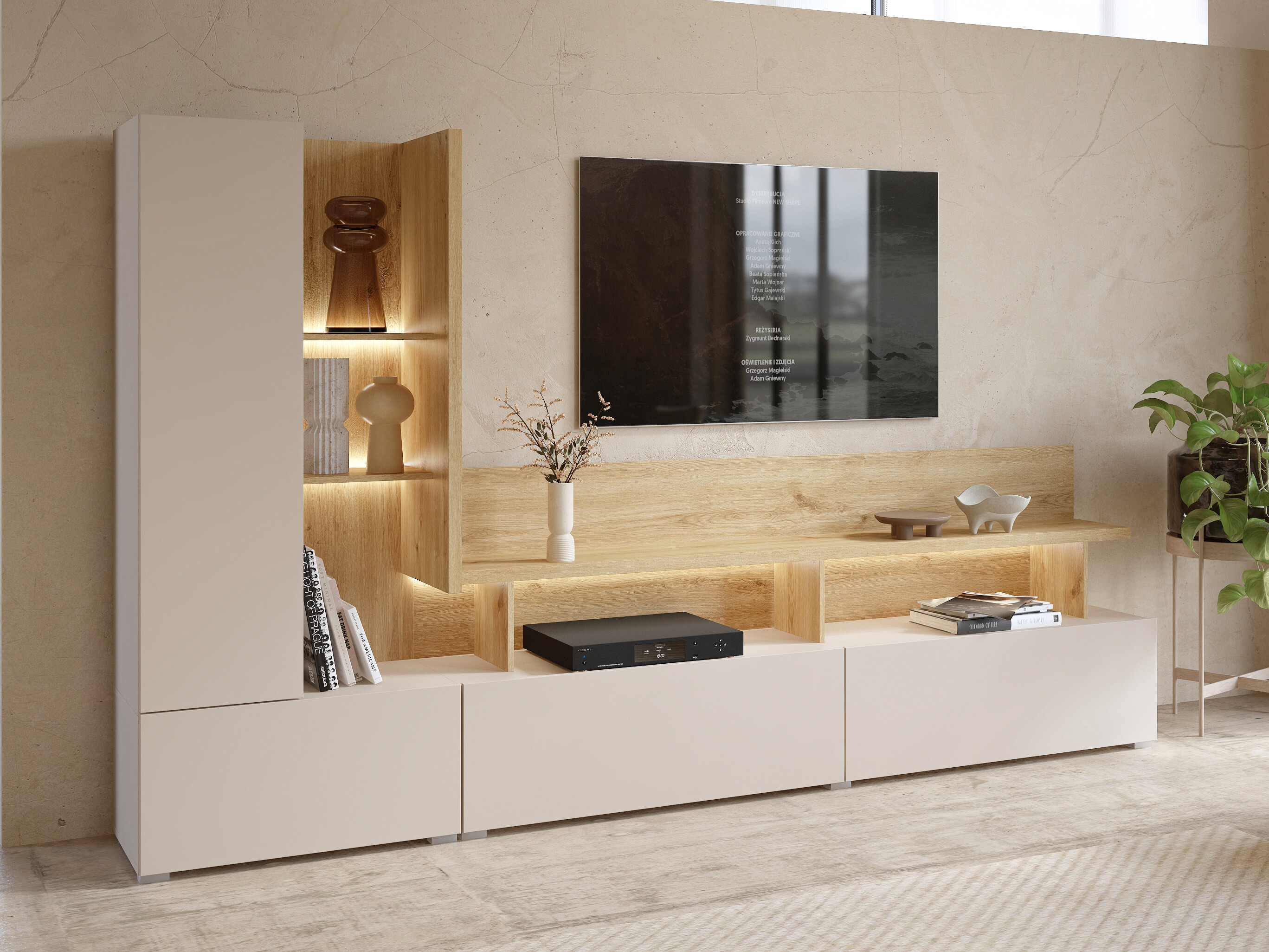 Living room set Virvele 101 (Cashmere + Light oak)