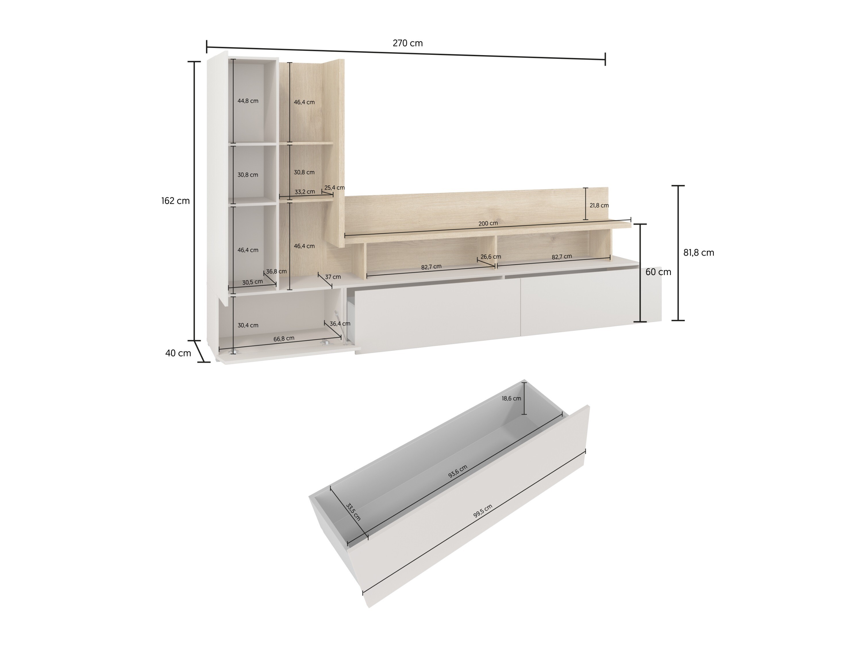 Living room set Virvele 101 (Cashmere + Light oak)