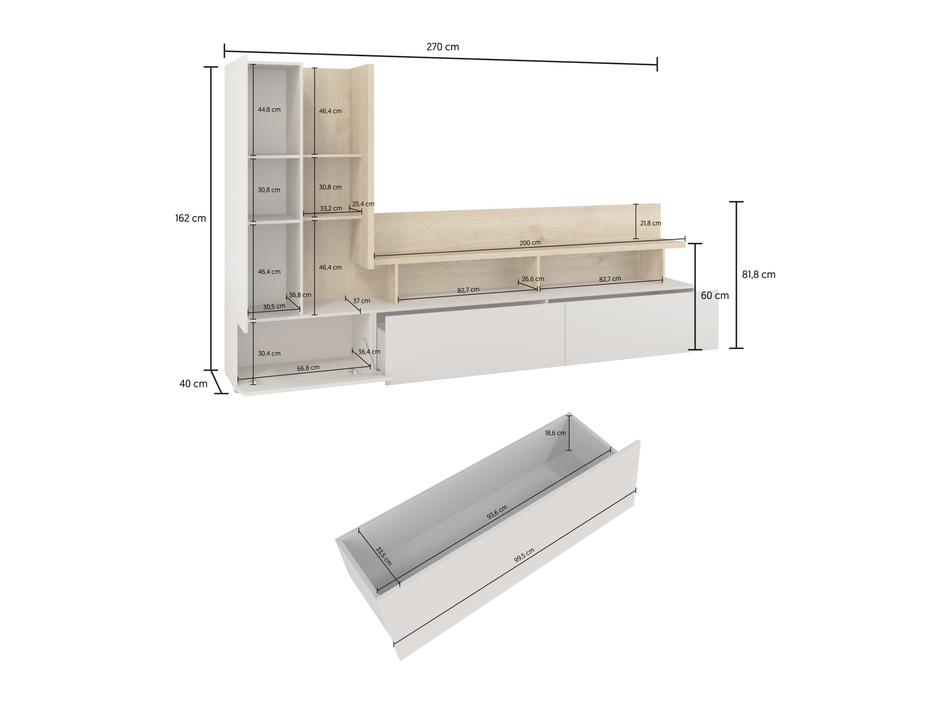 Living room set Virvele 103 (Cashmere + Light oak)