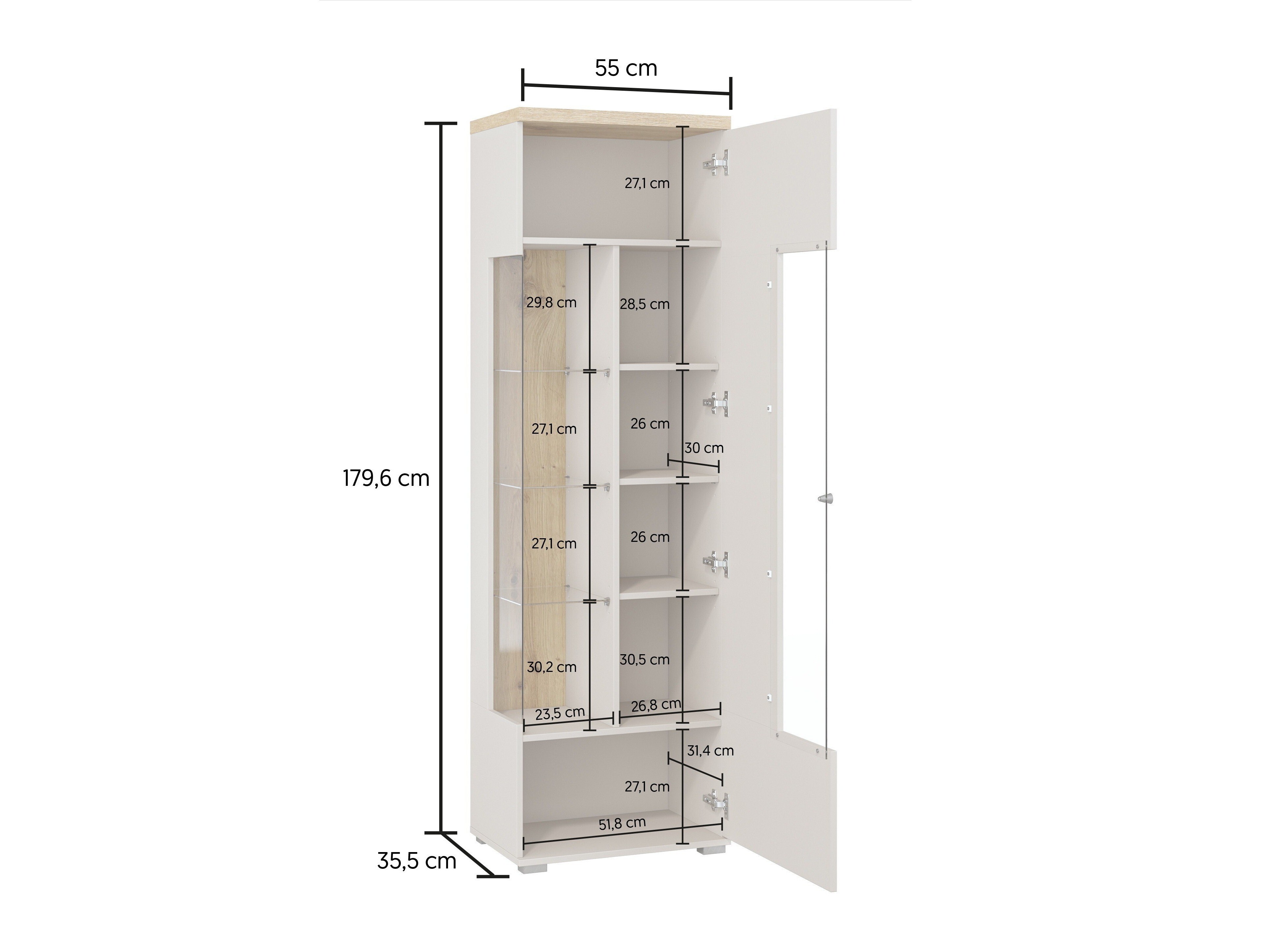 Bookcase Virvele 102 (Cashmere + Light oak)