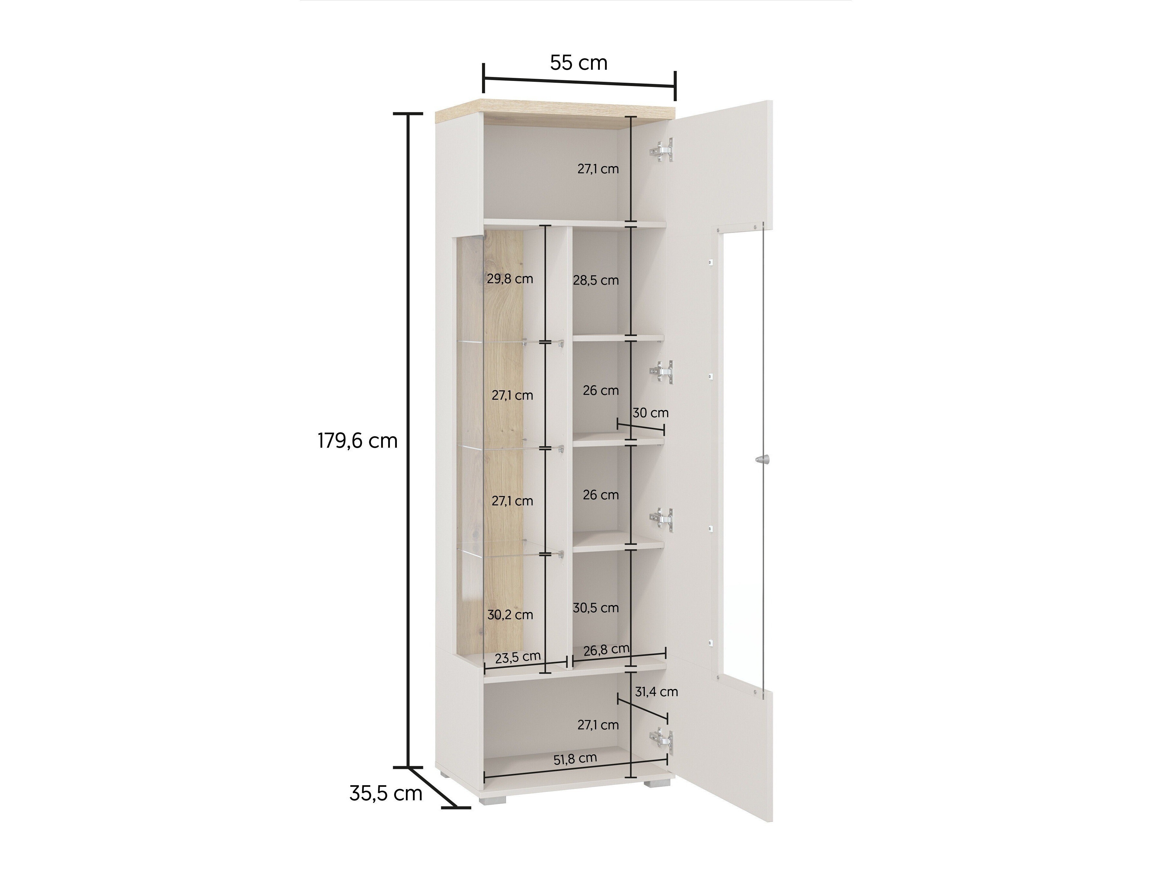 Bookcase Virvele 102 (Cashmere + Light oak)