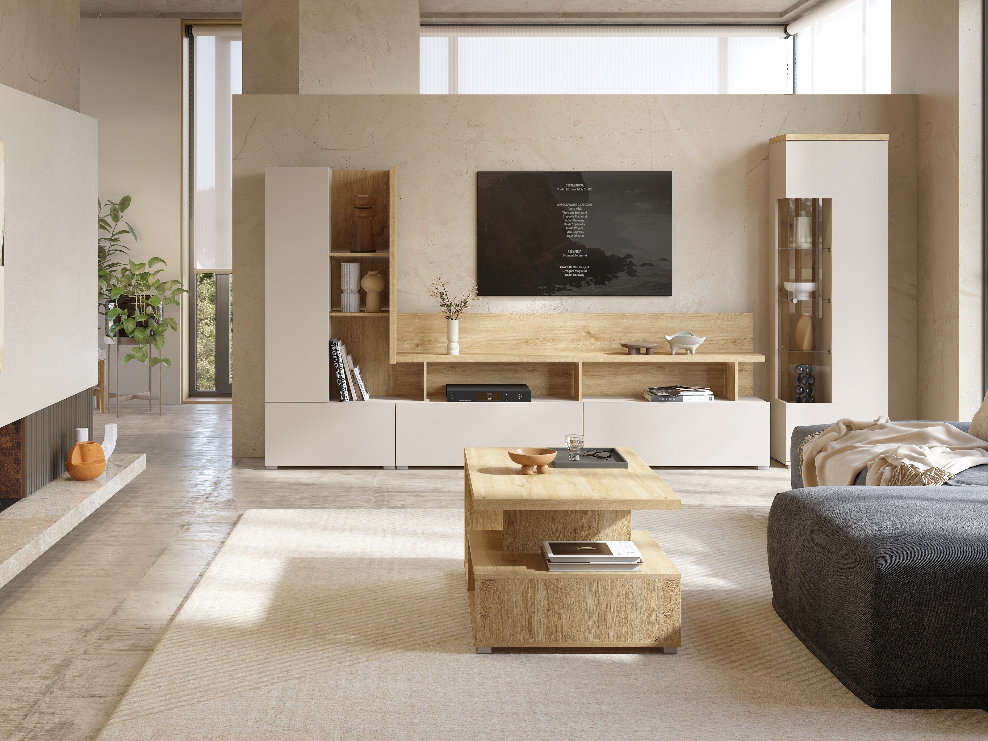Living room set Virvele 101 (Cashmere + Light oak)