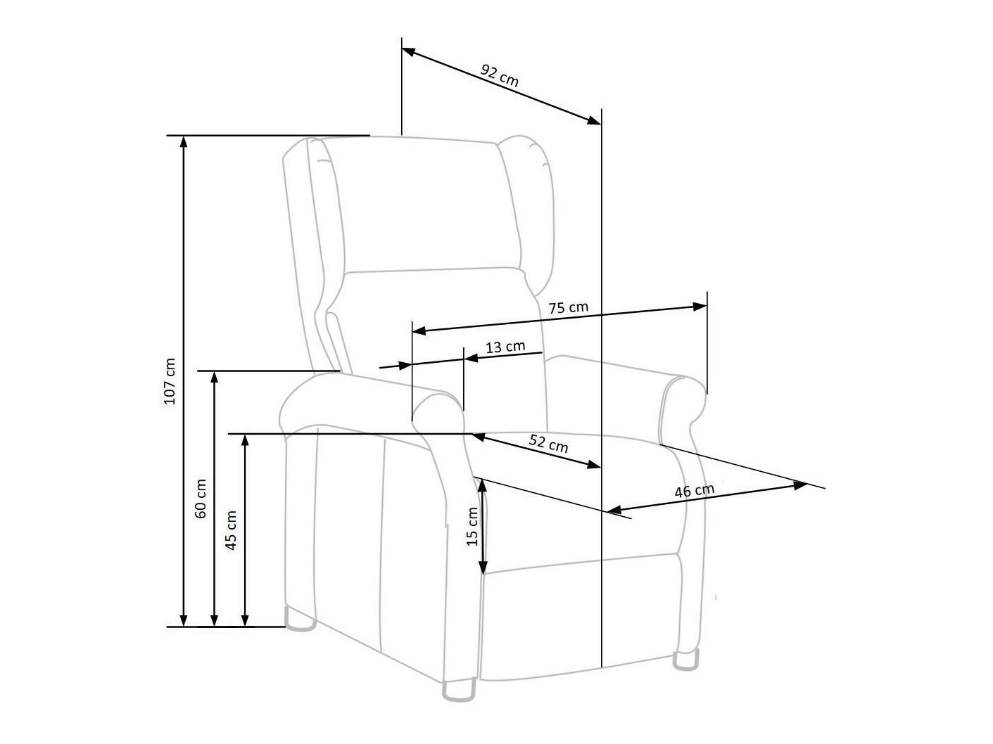 Armchair recliner Houston 878 (Bluvel 38)