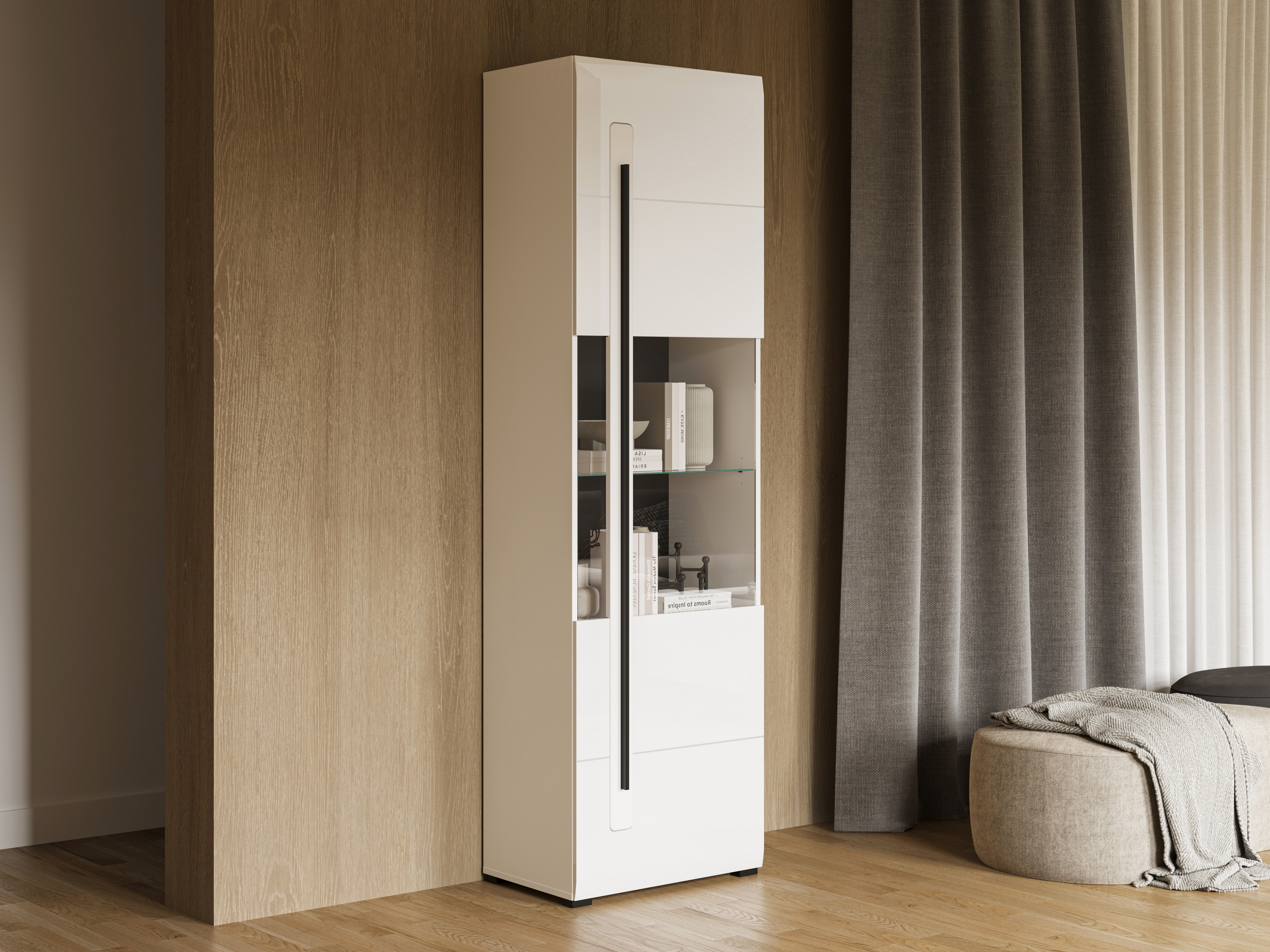 Bookcase Ophsalu 110 (White + Glossy white)