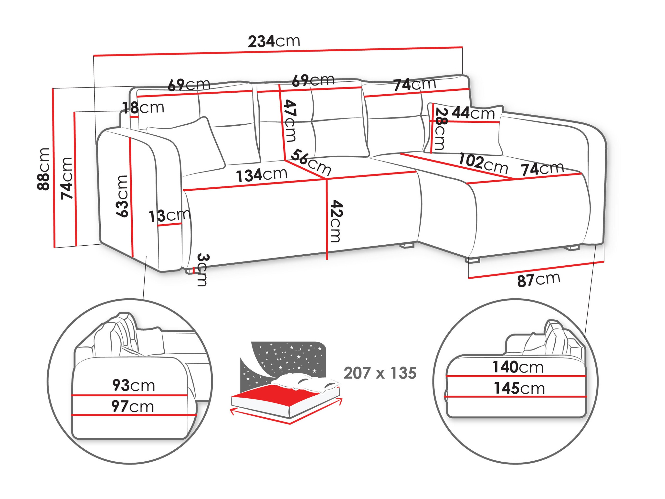 Corner sofa Delano 100 (Poso 135)