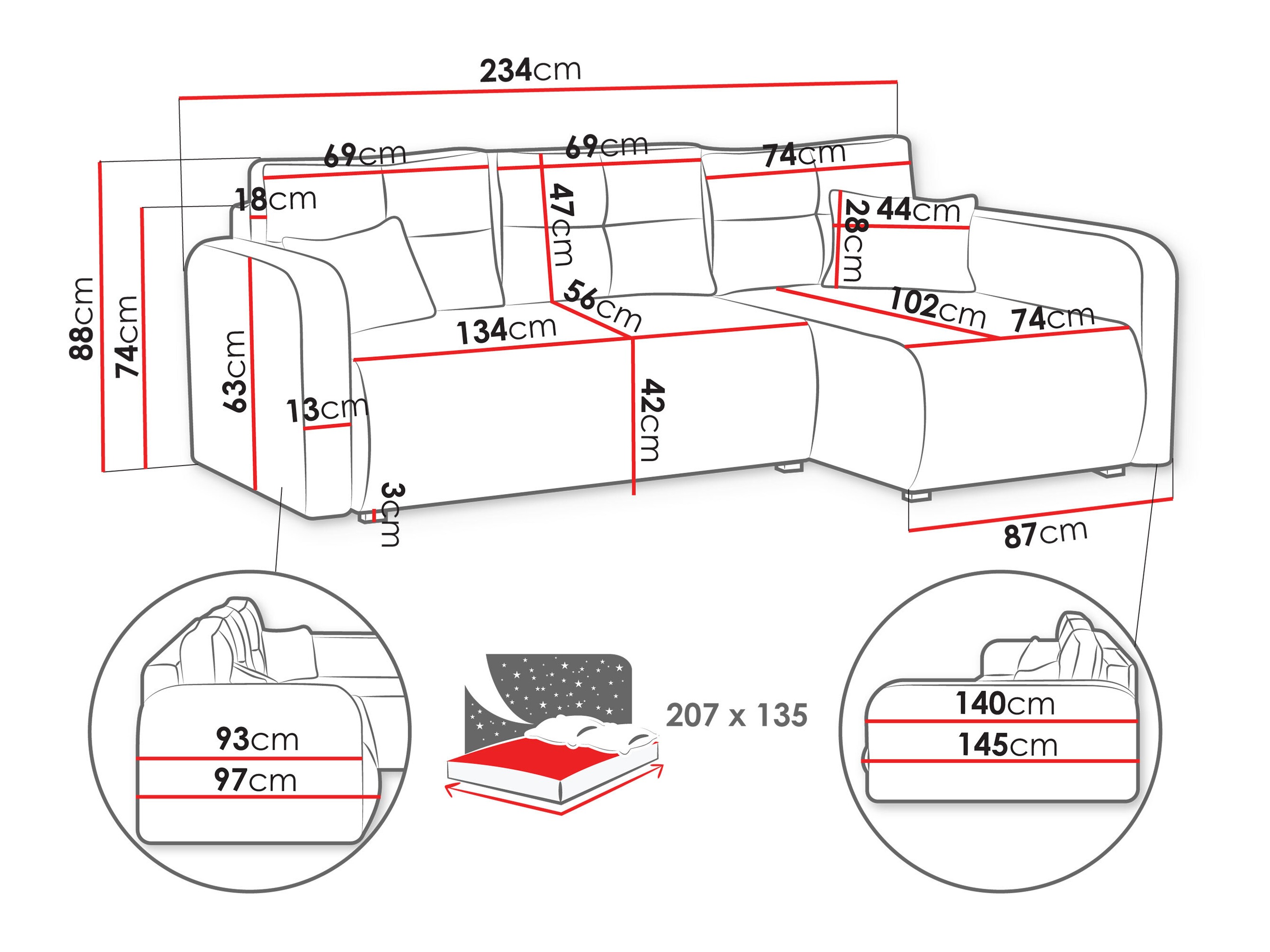 Corner sofa Delano 100 (Poso 135)