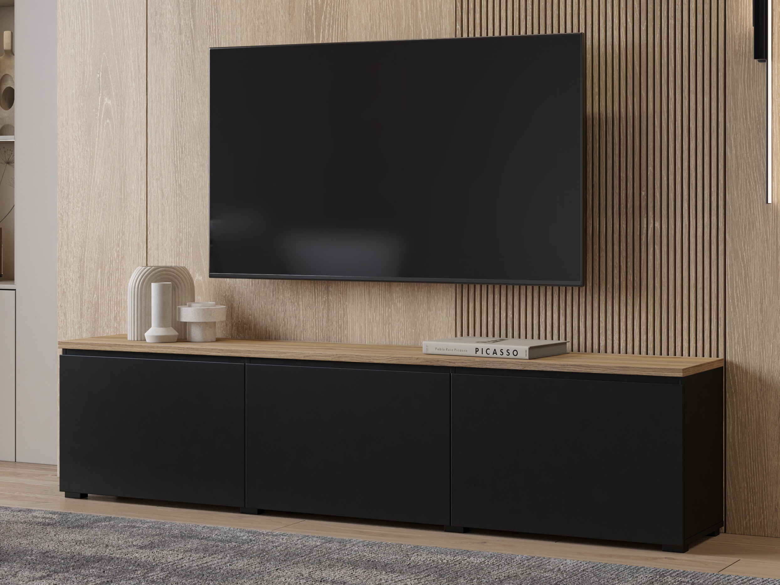 TV stand Baletu 113 (Black + Oak)