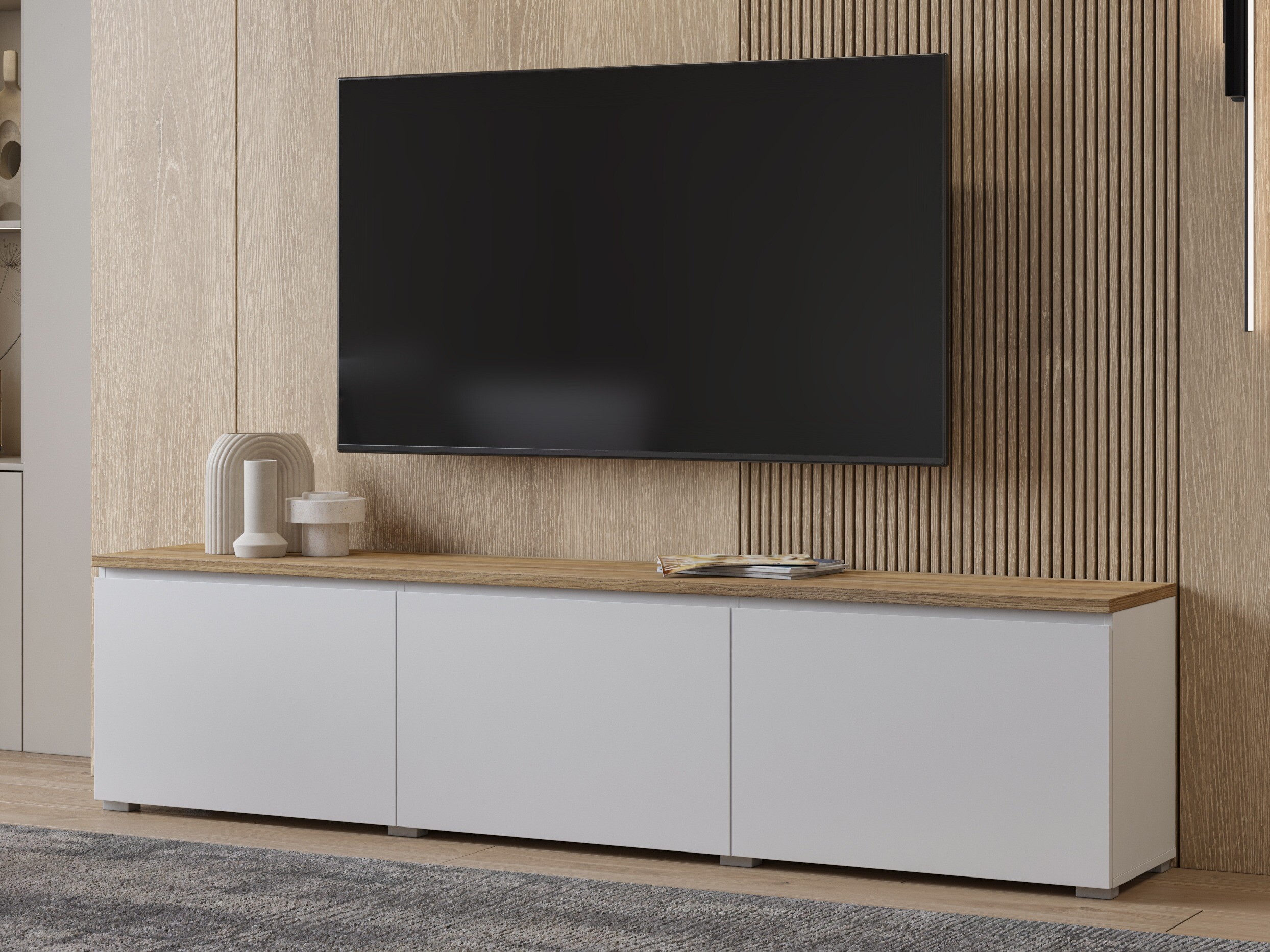 TV stand Baletu 113 (White + Oak)
