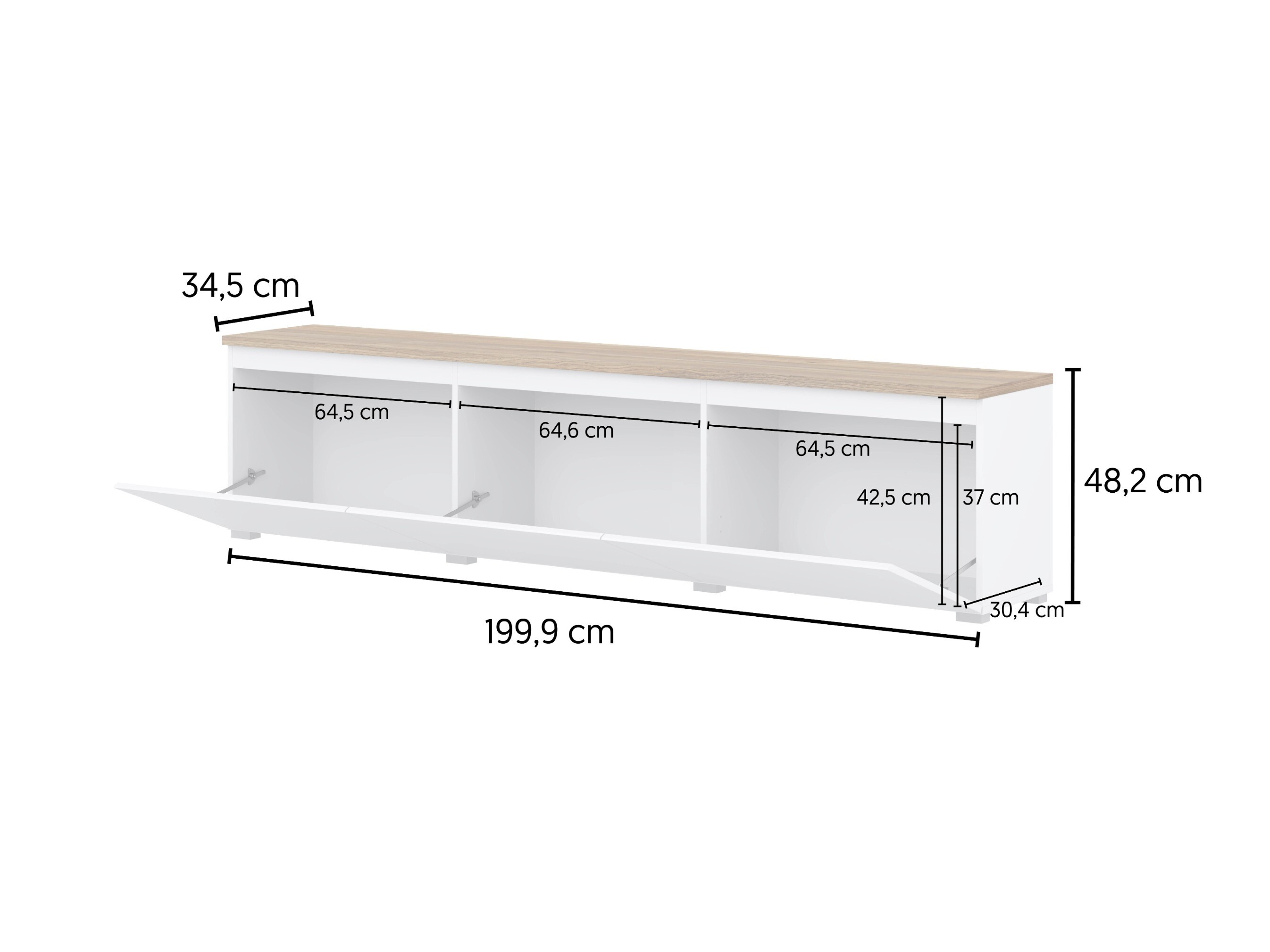 TV stand Baletu 113 (White + Oak)