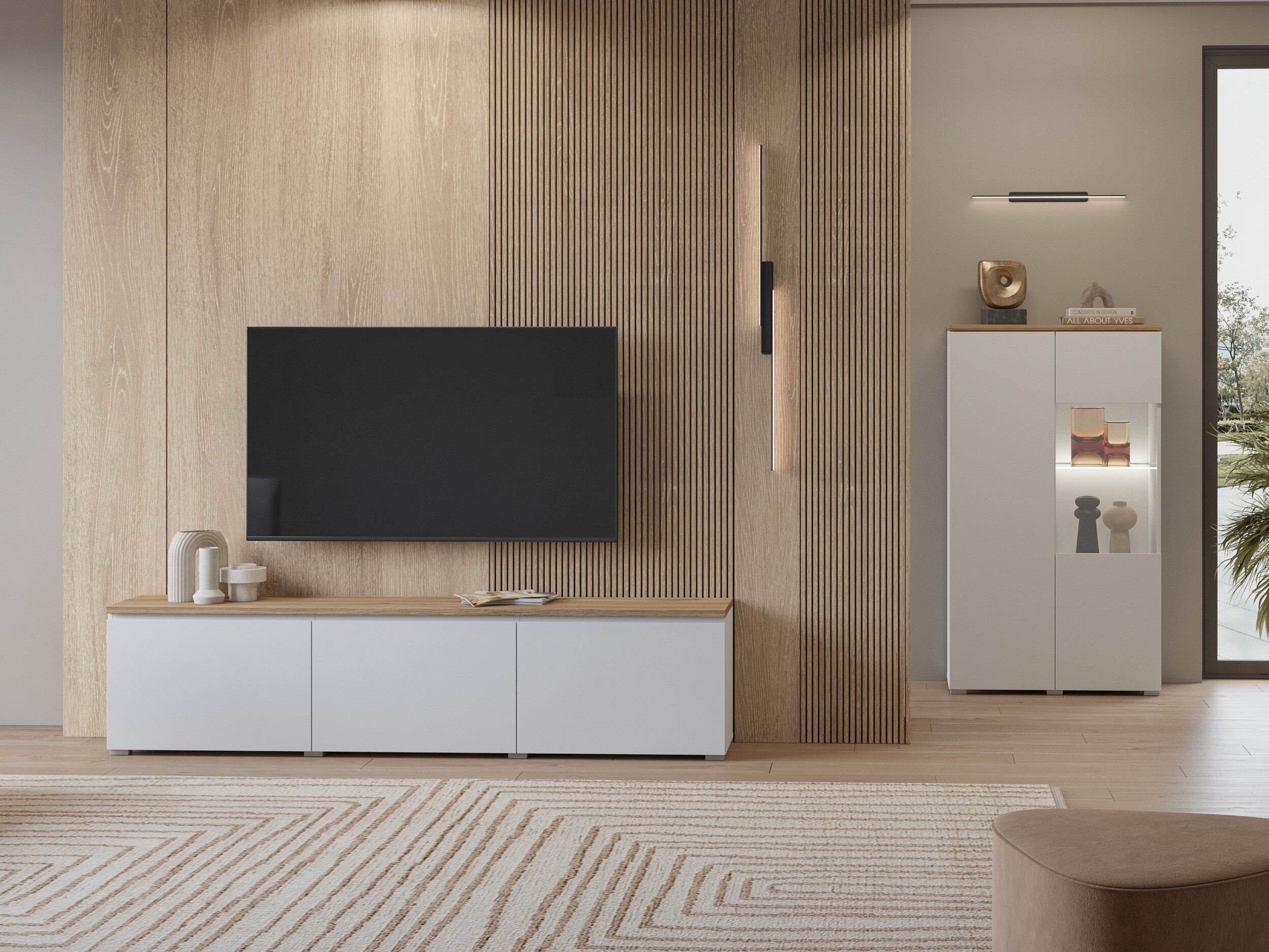 TV stand Baletu 113 (White + Oak)