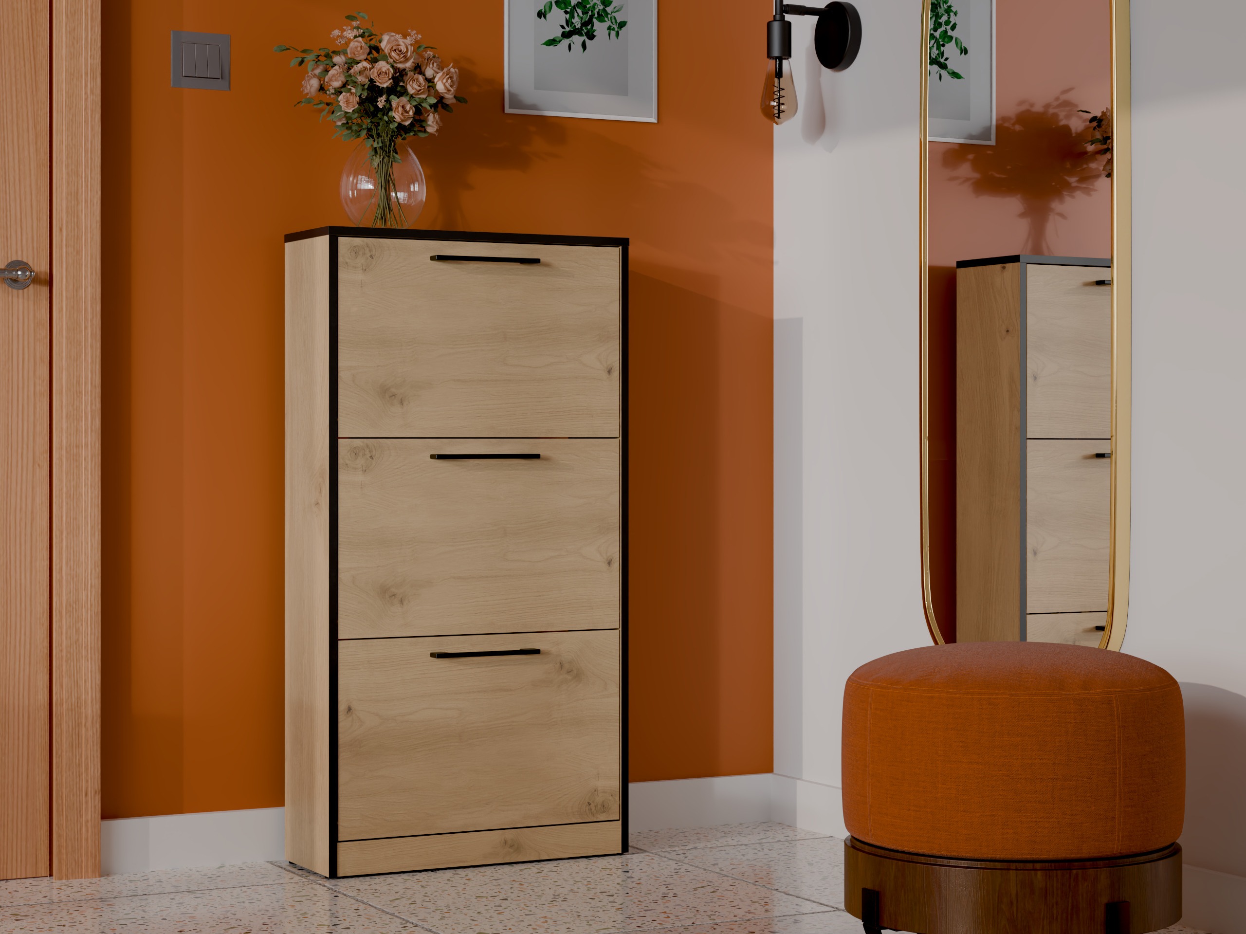 Shoe cabinet Mandeville 224 (Artisan oak + Black)