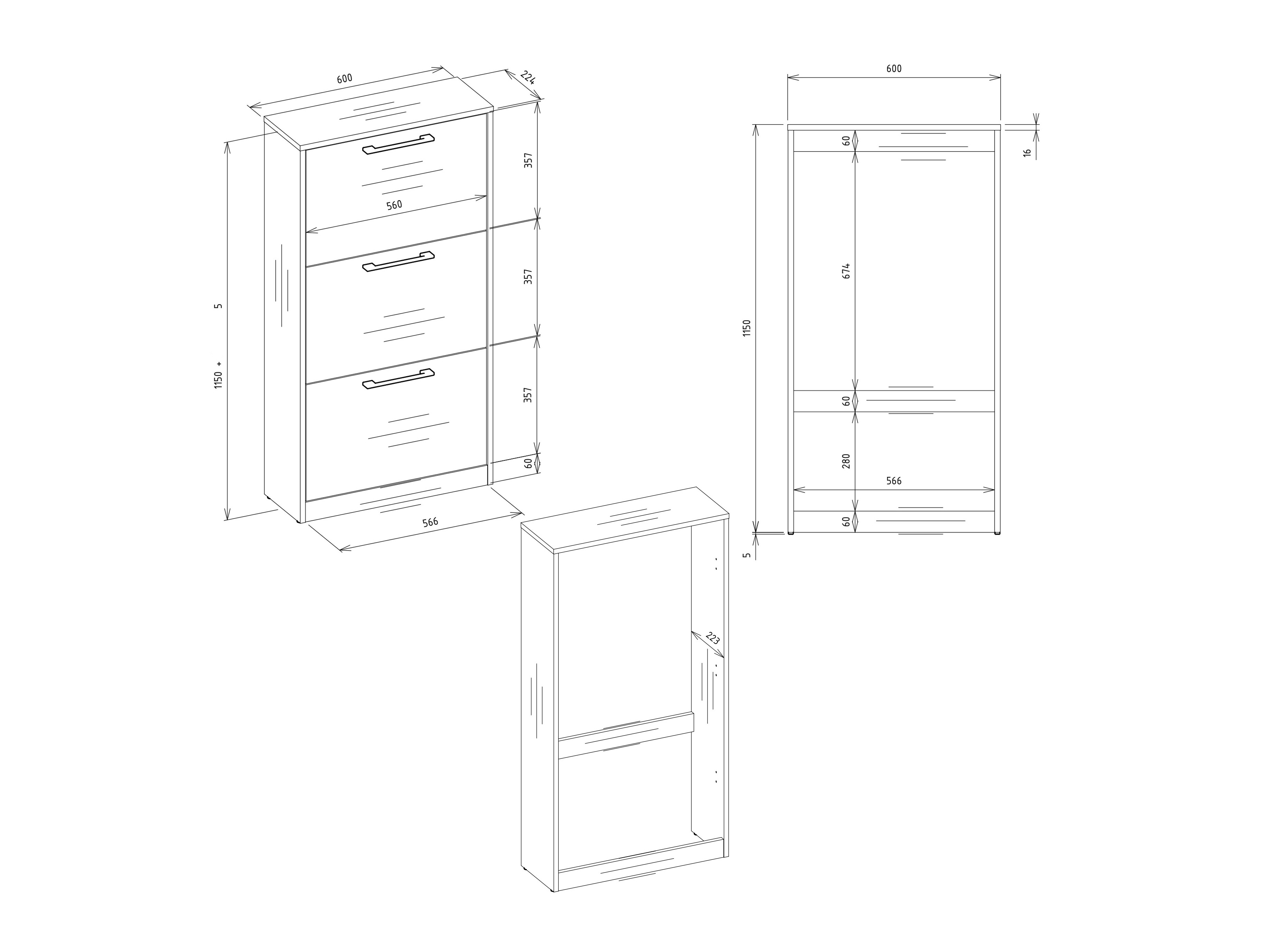 Shoe cabinet Mandeville 224 (Artisan oak)