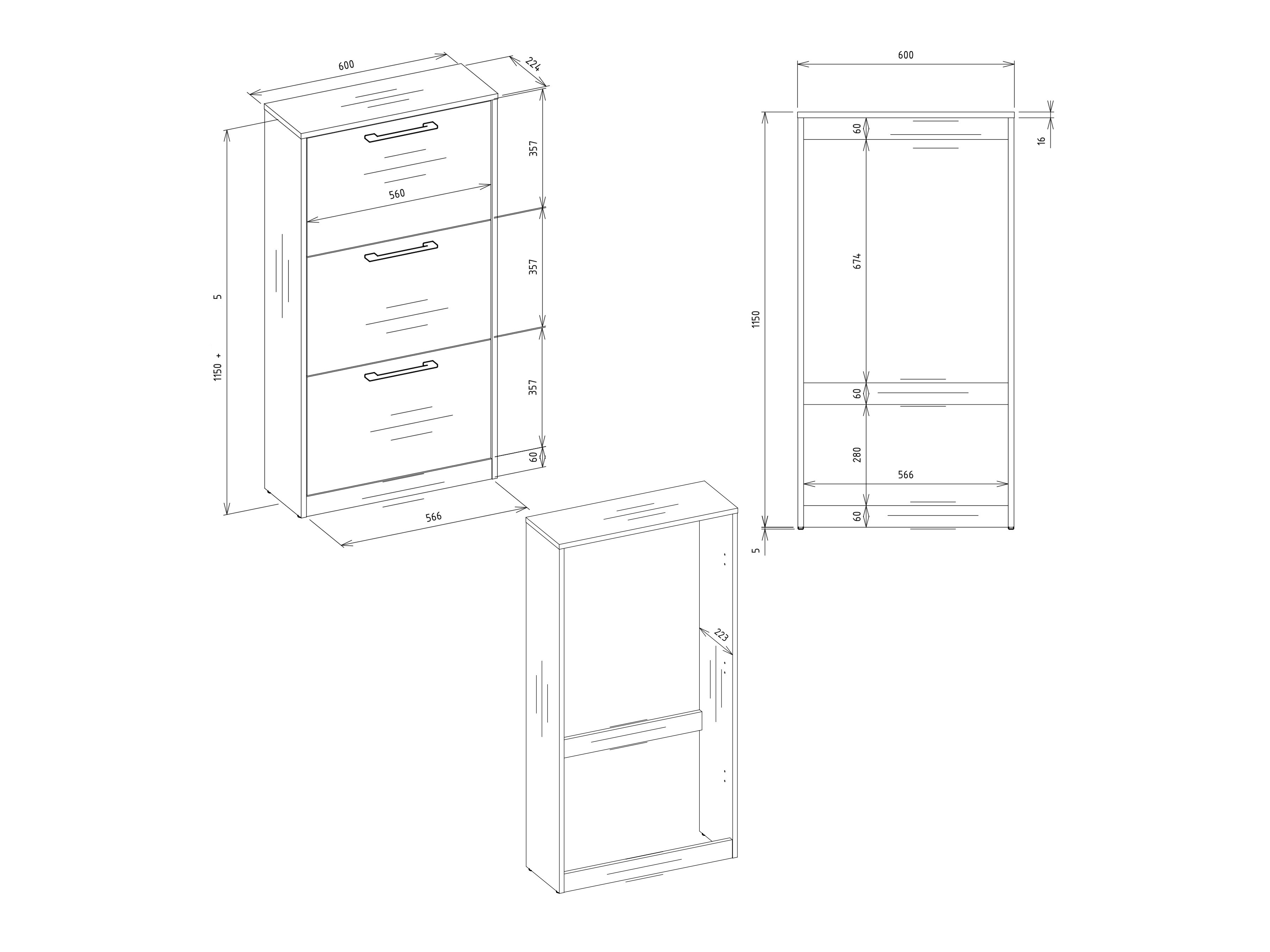 Shoe cabinet Mandeville 224 (White)